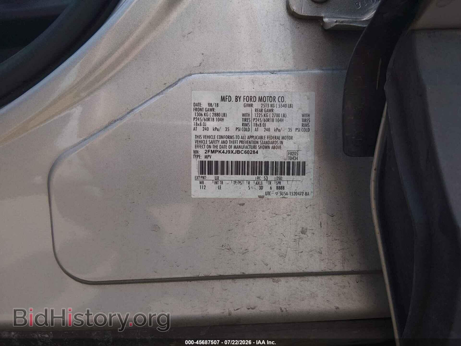 2018 FORD EDGE - VIN: 2FMPK4J9XJBC60284 - Photo 9