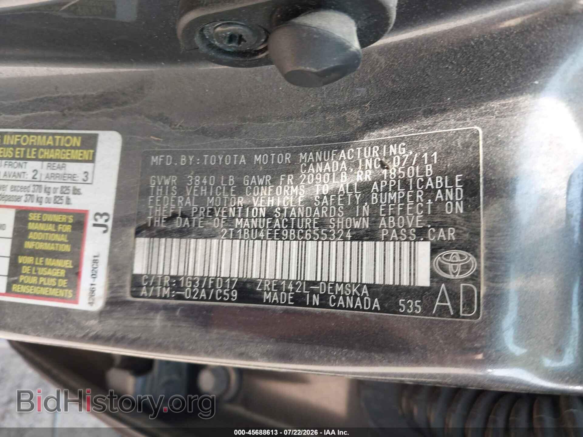 2011 TOYOTA COROLLA - VIN: 2T1BU4EE9BC655324 - Фото 9