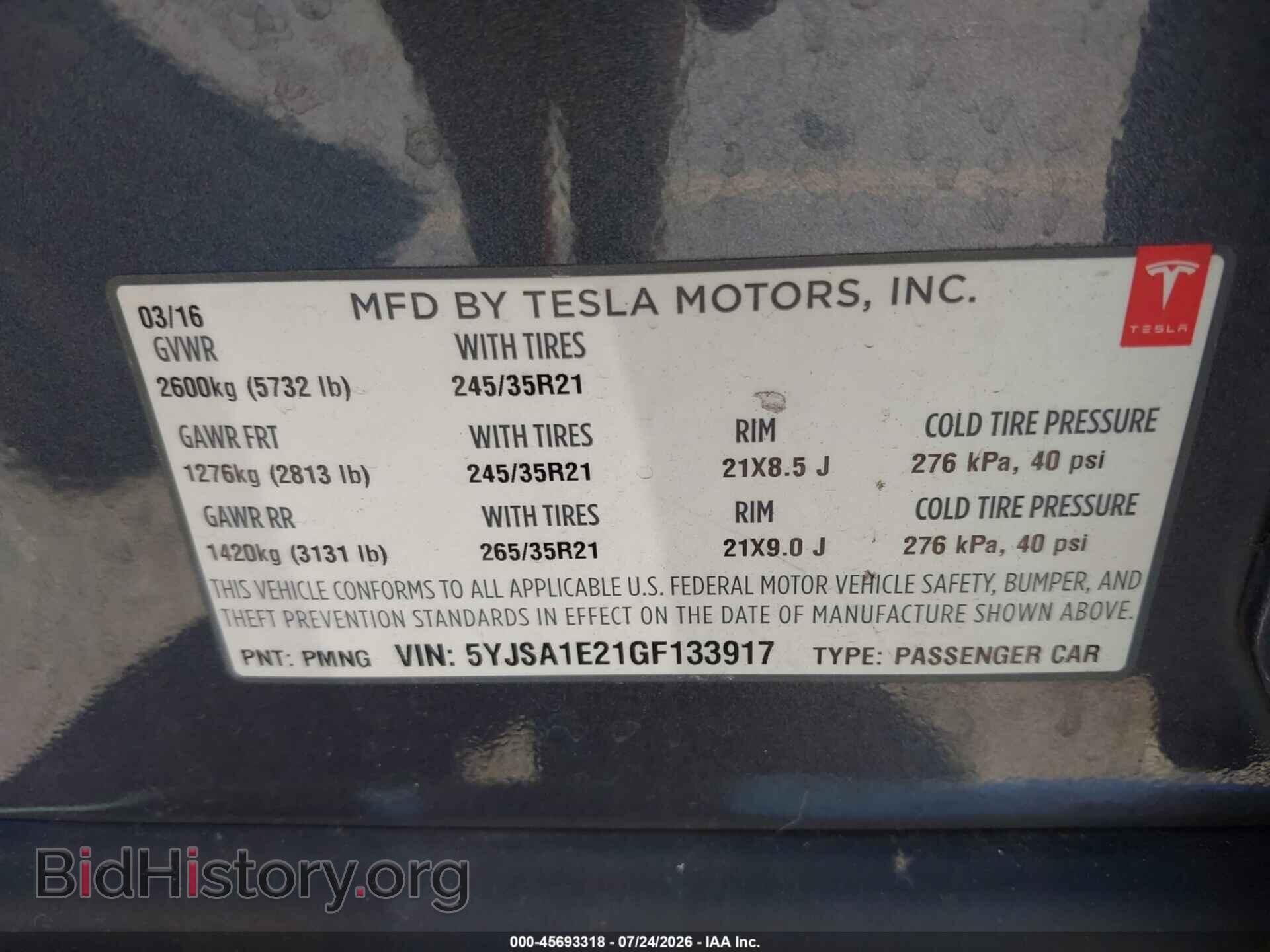 2016 TESLA MODEL S - VIN: 5YJSA1E21GF133917 - Photo 9