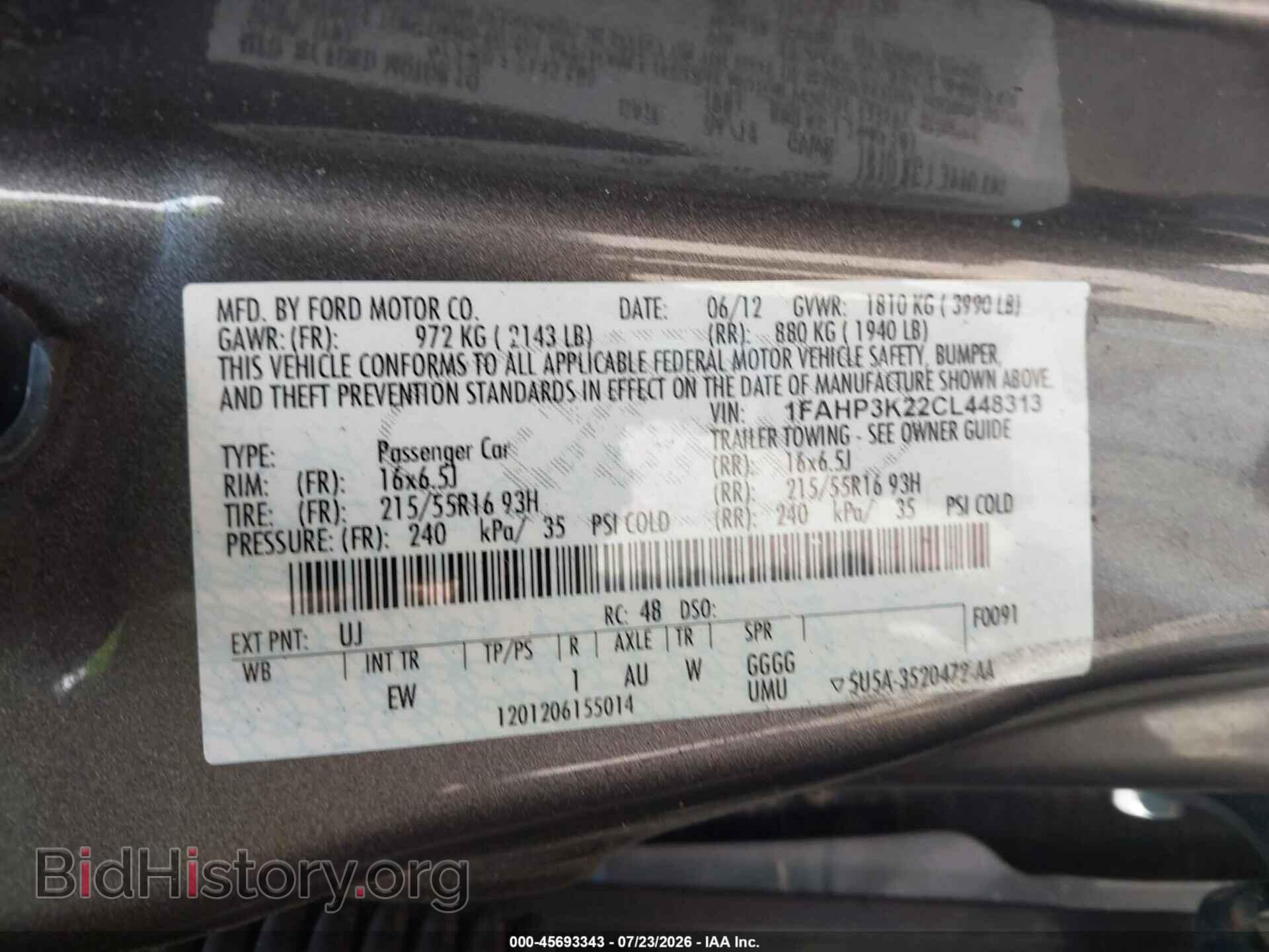 2012 FORD FOCUS - VIN: 1FAHP3K22CL448313 - Фото 9