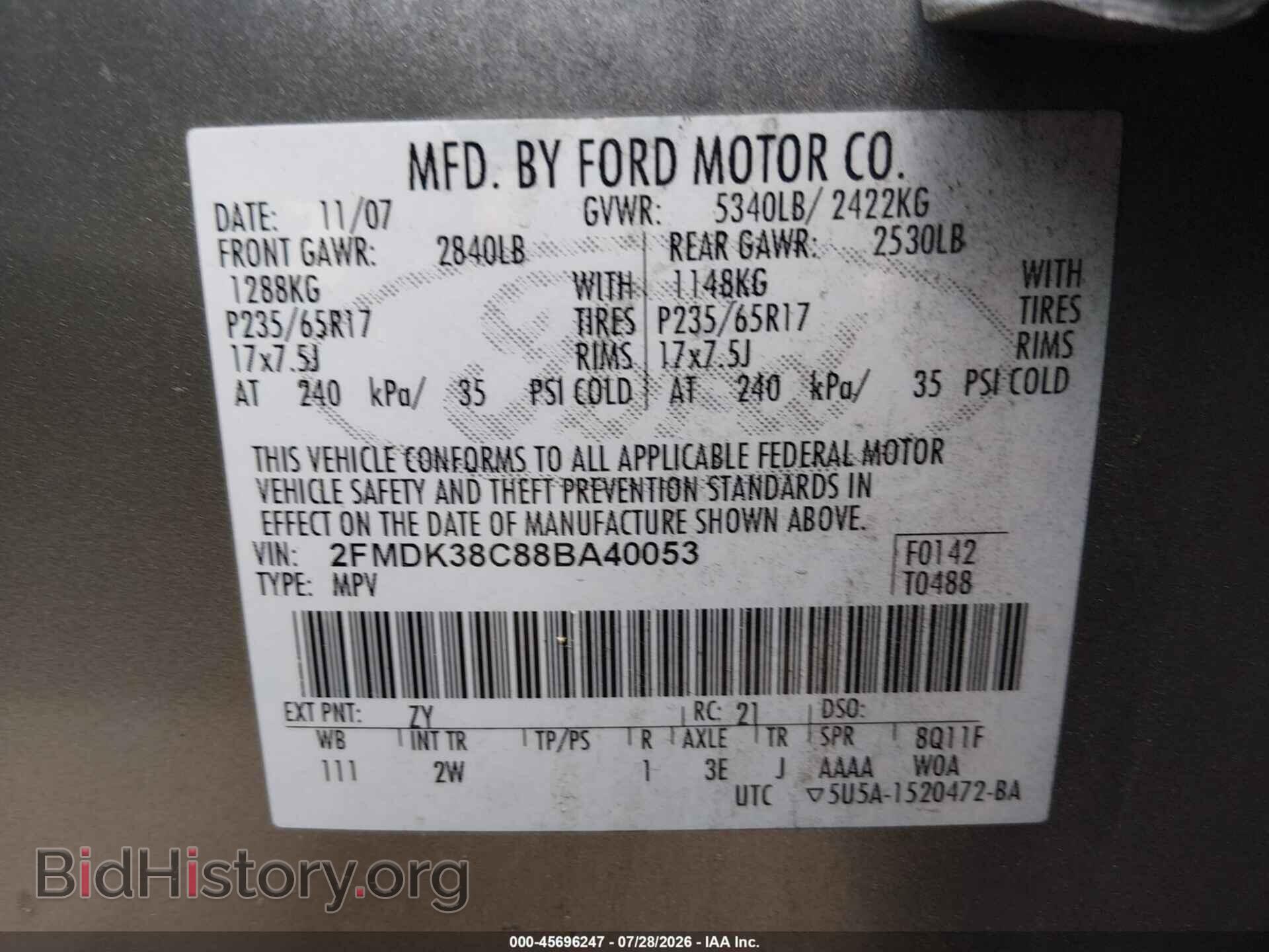 2008 FORD EDGE - VIN: 2FMDK38C88BA40053 - Photo 9