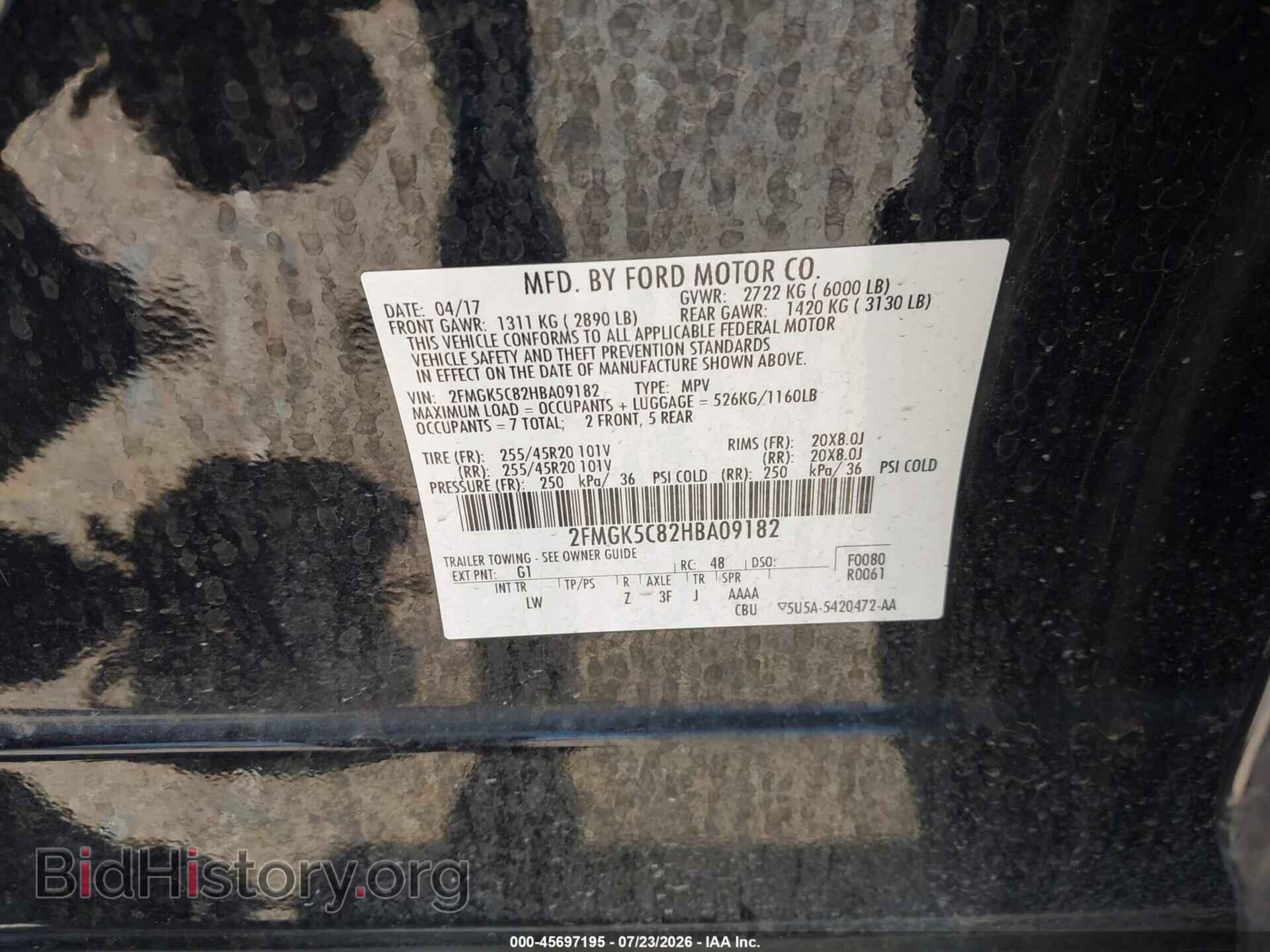 2017 FORD FLEX - VIN: 2FMGK5C82HBA09182 - Photo 9