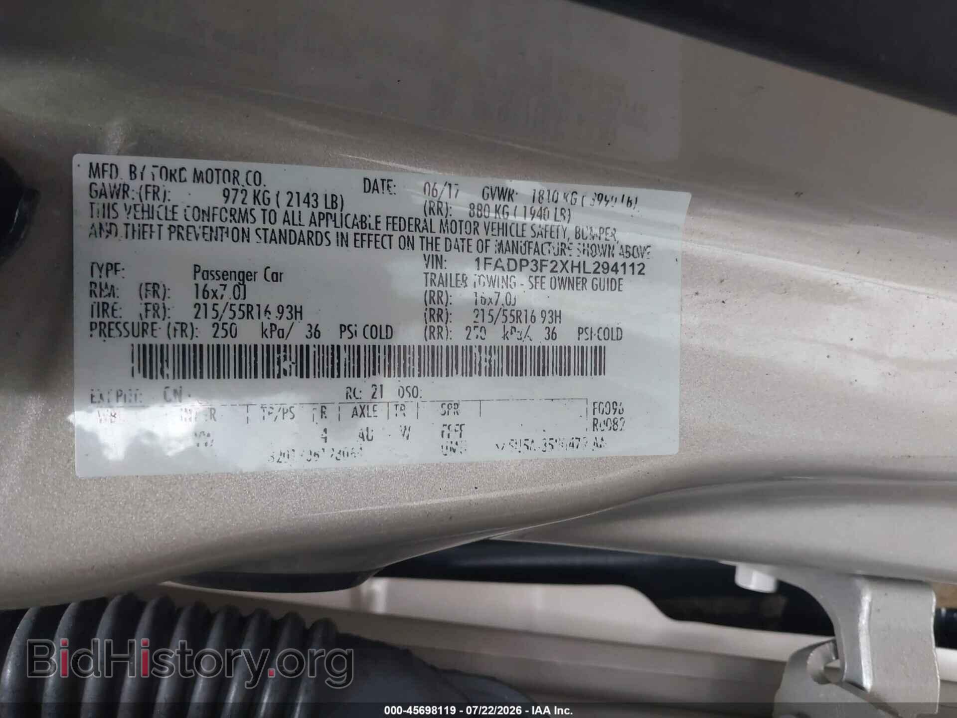 2017 FORD FOCUS - VIN: 1FADP3F2XHL294112 - Фото 9