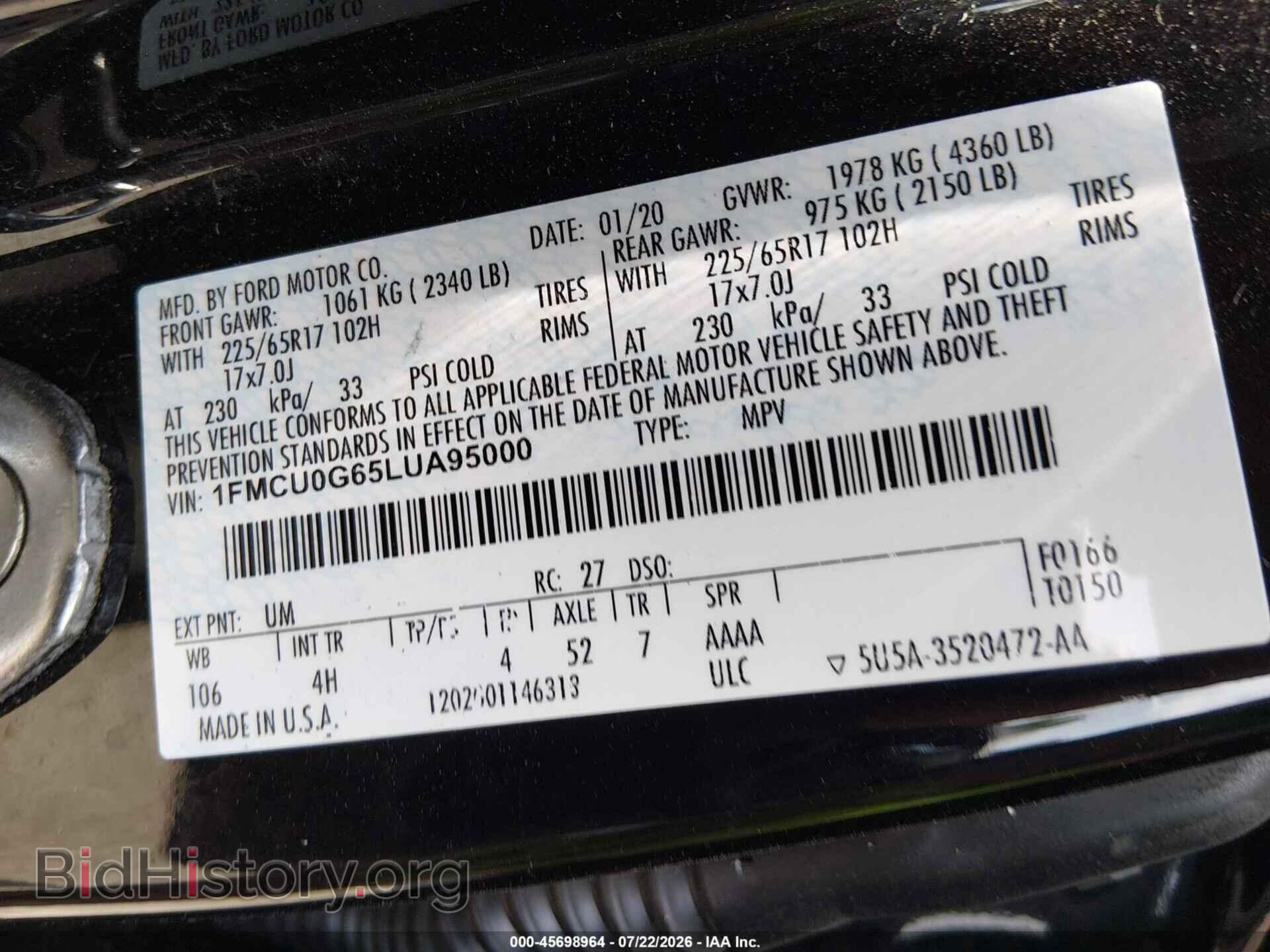 2020 FORD ESCAPE - VIN: 1FMCU0G65LUA95000 - Photo 9