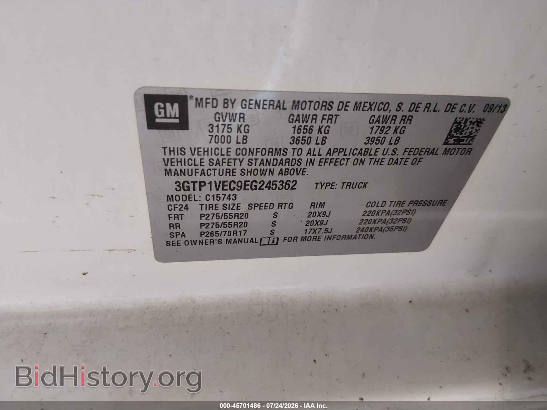 2014 GMC SIERRA 1500 - VIN: 3GTP1VEC9EG245362 - Photo 9