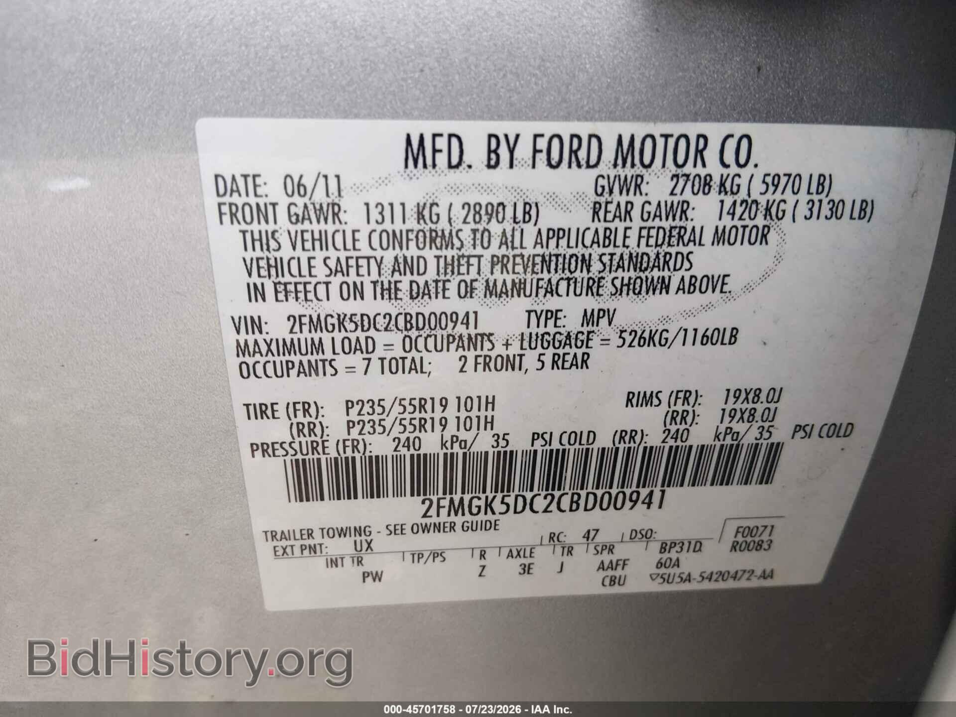 2012 FORD FLEX - VIN: 2FMGK5DC2CBD00941 - Photo 9