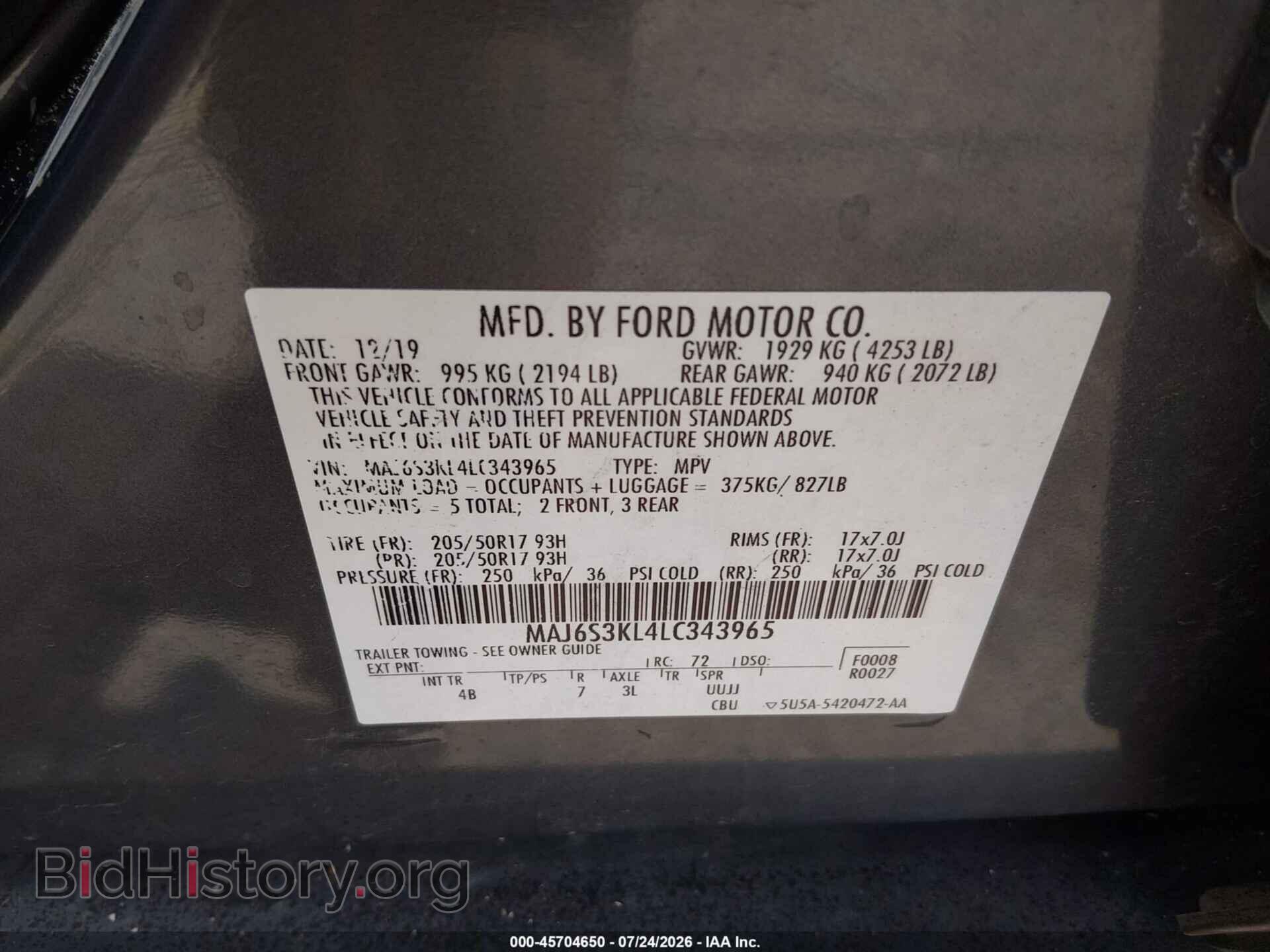 2020 FORD ECOSPORT - VIN: MAJ6S3KL4LC343965 - Photo 9