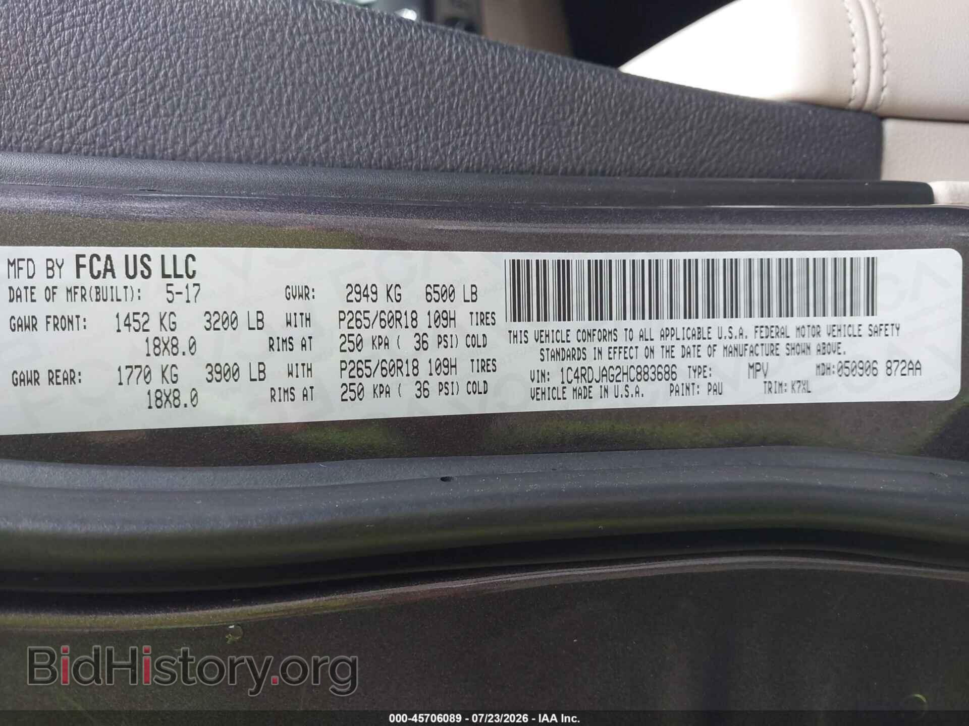 2017 DODGE DURANGO - VIN: 1C4RDJAG2HC883686 - Photo 9