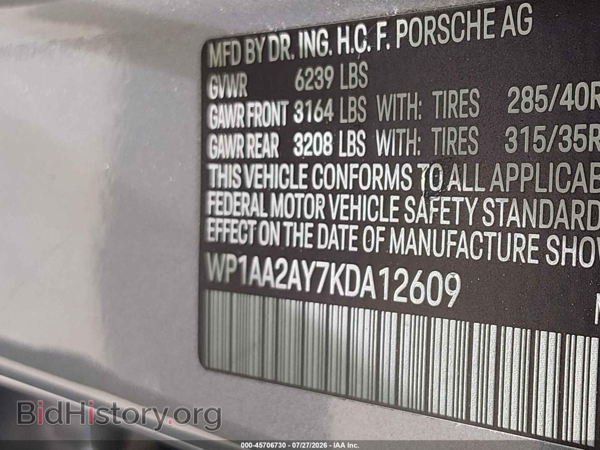 2019 PORSCHE CAYENNE - VIN: WP1AA2AY7KDA12609 - Photo 9