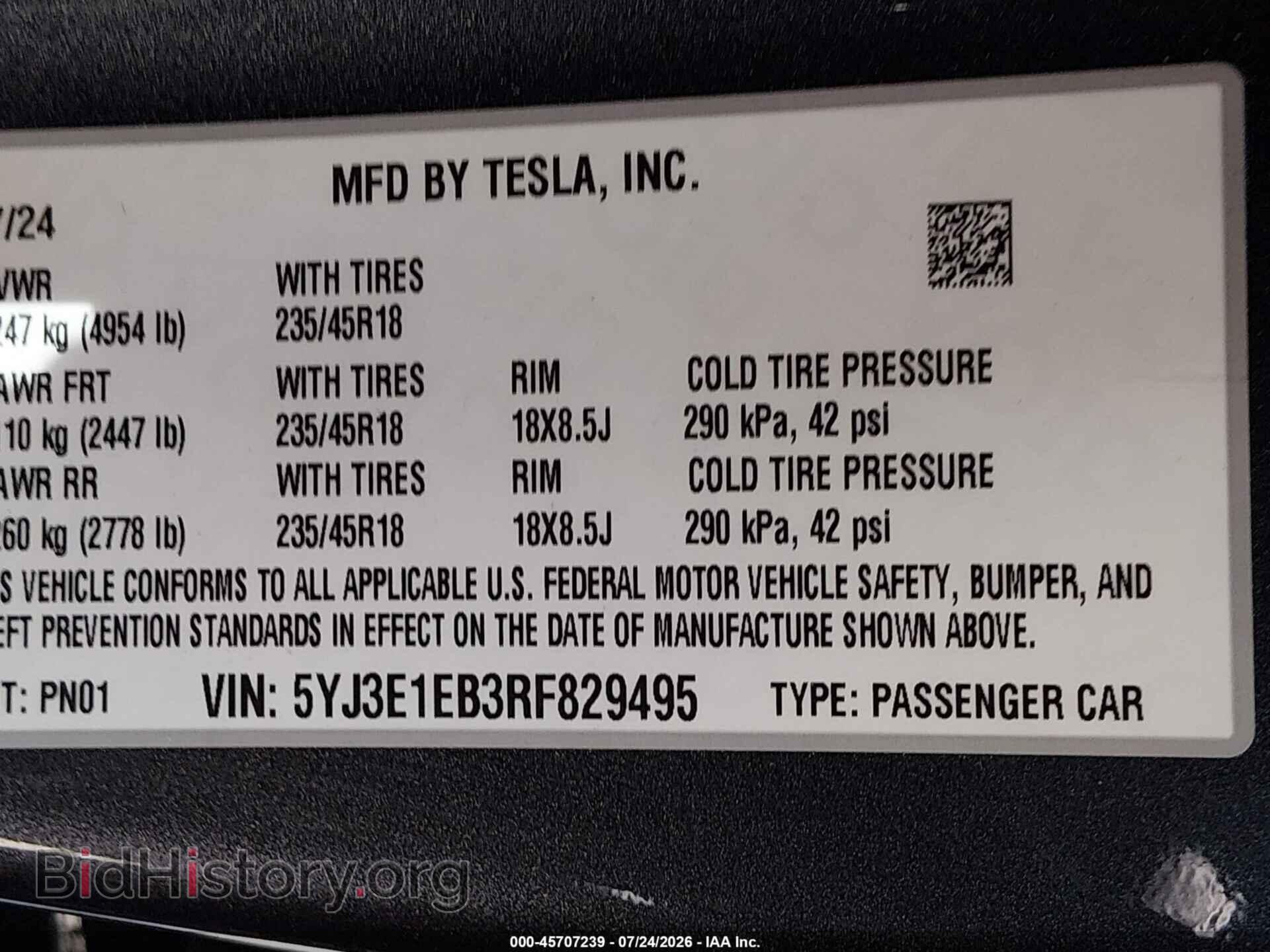 2024 TESLA MODEL 3 - VIN: 5YJ3E1EB3RF829495 - Photo 9