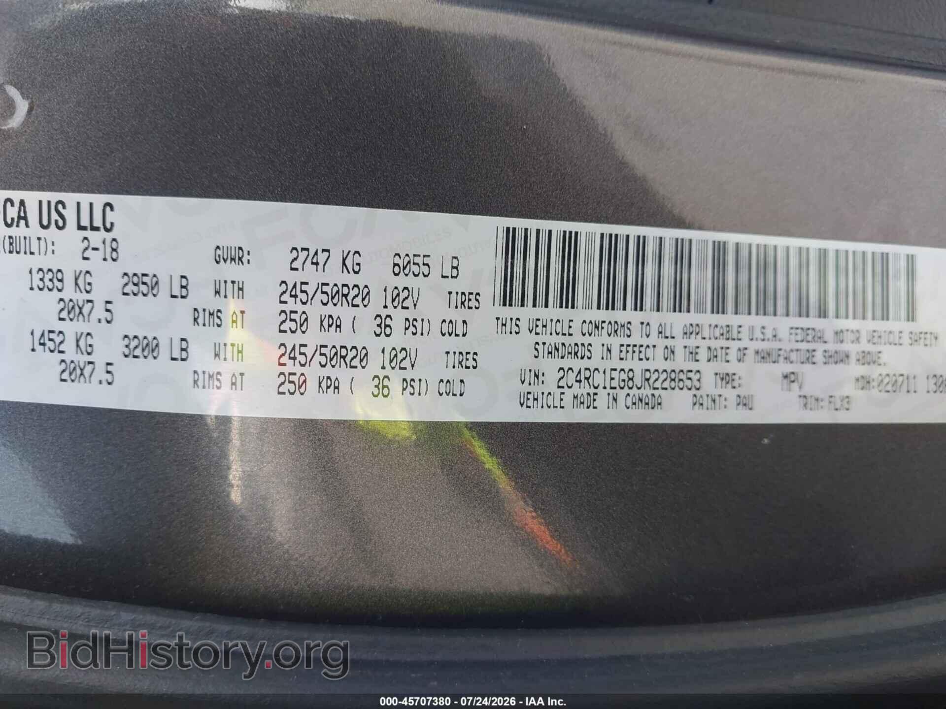 2018 CHRYSLER PACIFICA - VIN: 2C4RC1EG8JR228653 - Photo 9