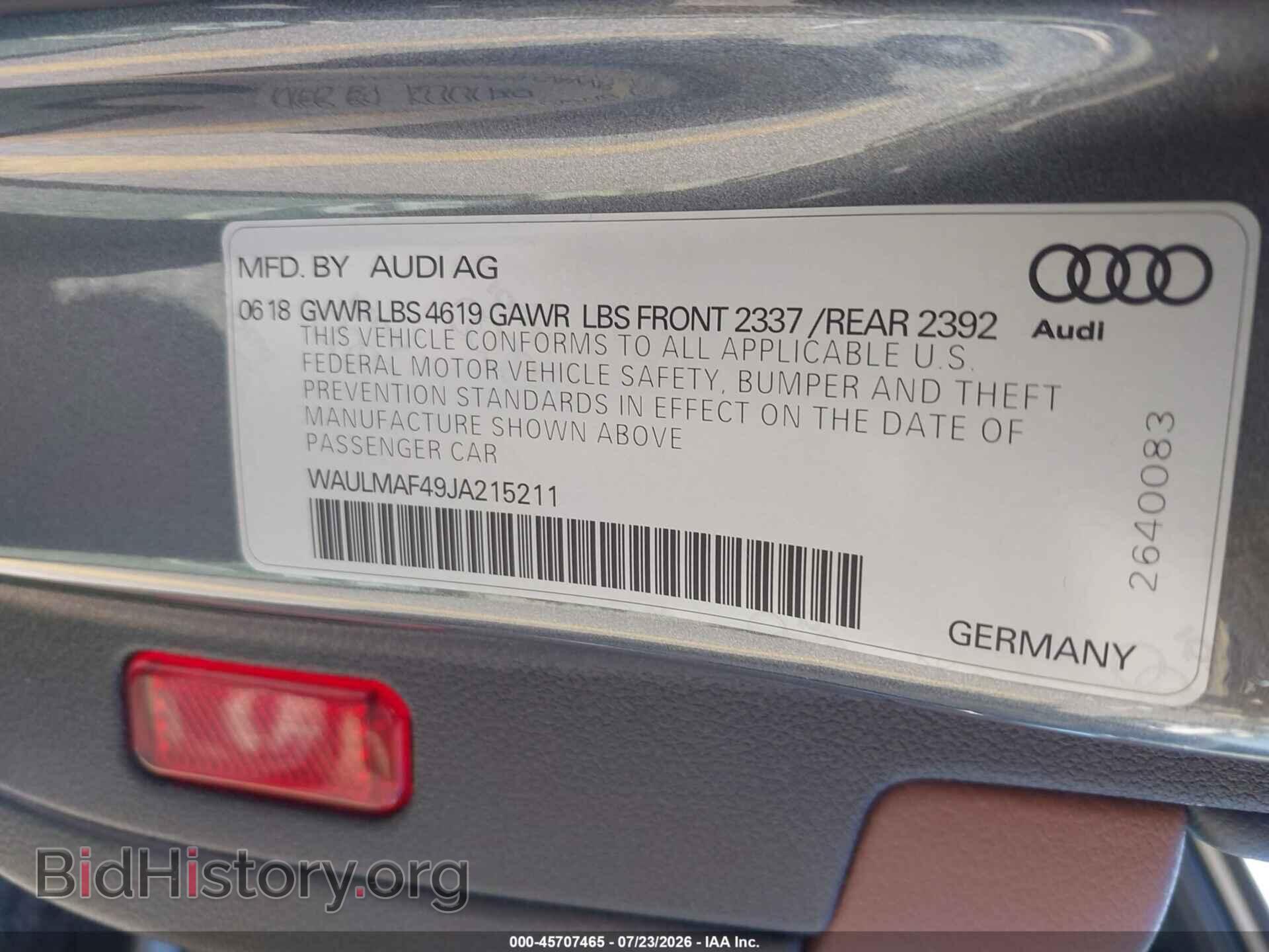 2018 AUDI A4 - VIN: WAULMAF49JA215211 - Фото 9