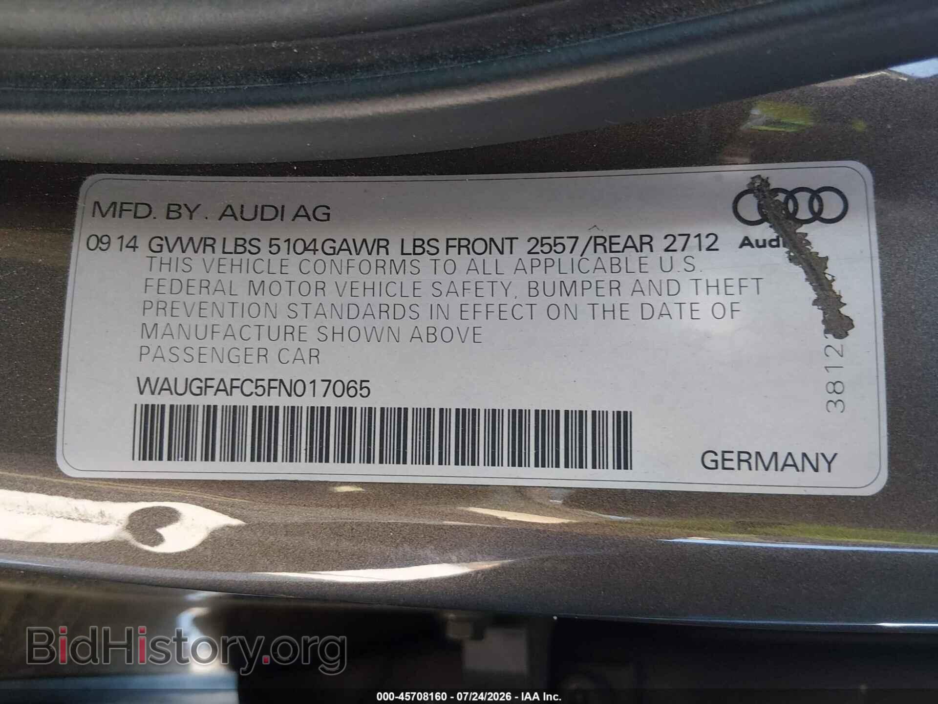 2015 AUDI A6 - VIN: WAUGFAFC5FN017065 - Photo 9
