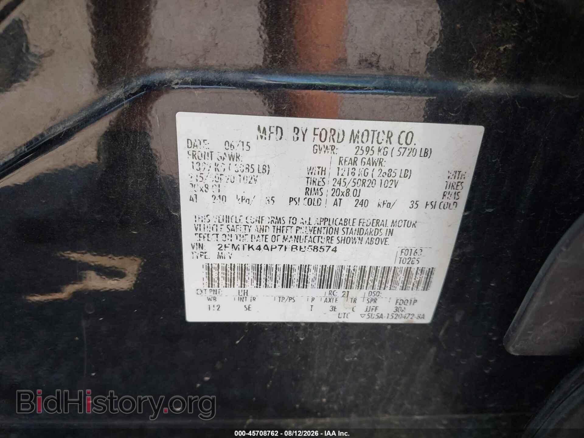 2015 FORD EDGE - VIN: 2FMTK4AP7FBB58574 - Photo 9