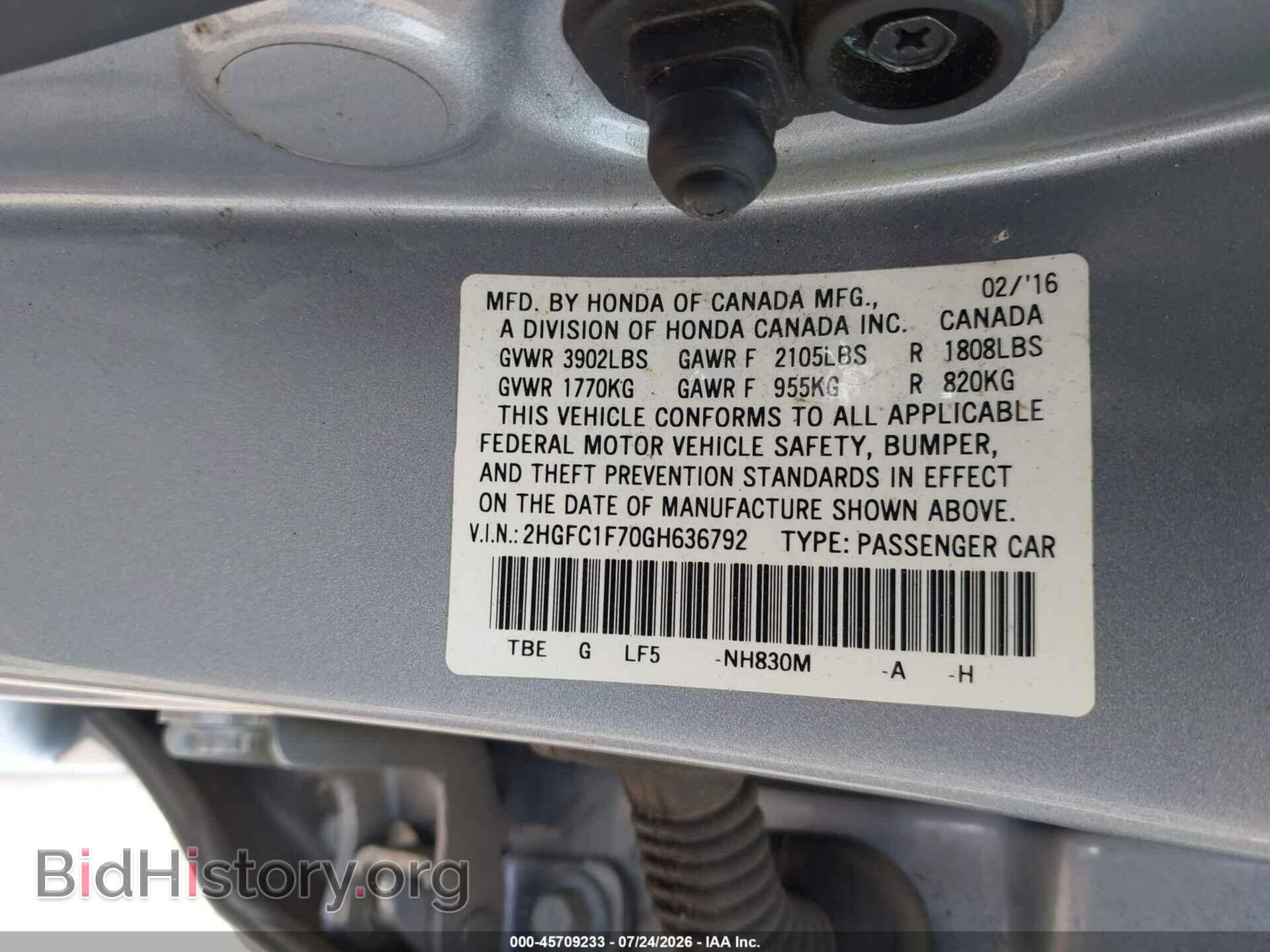 2016 HONDA CIVIC - VIN: 2HGFC1F70GH636792 - Photo 9