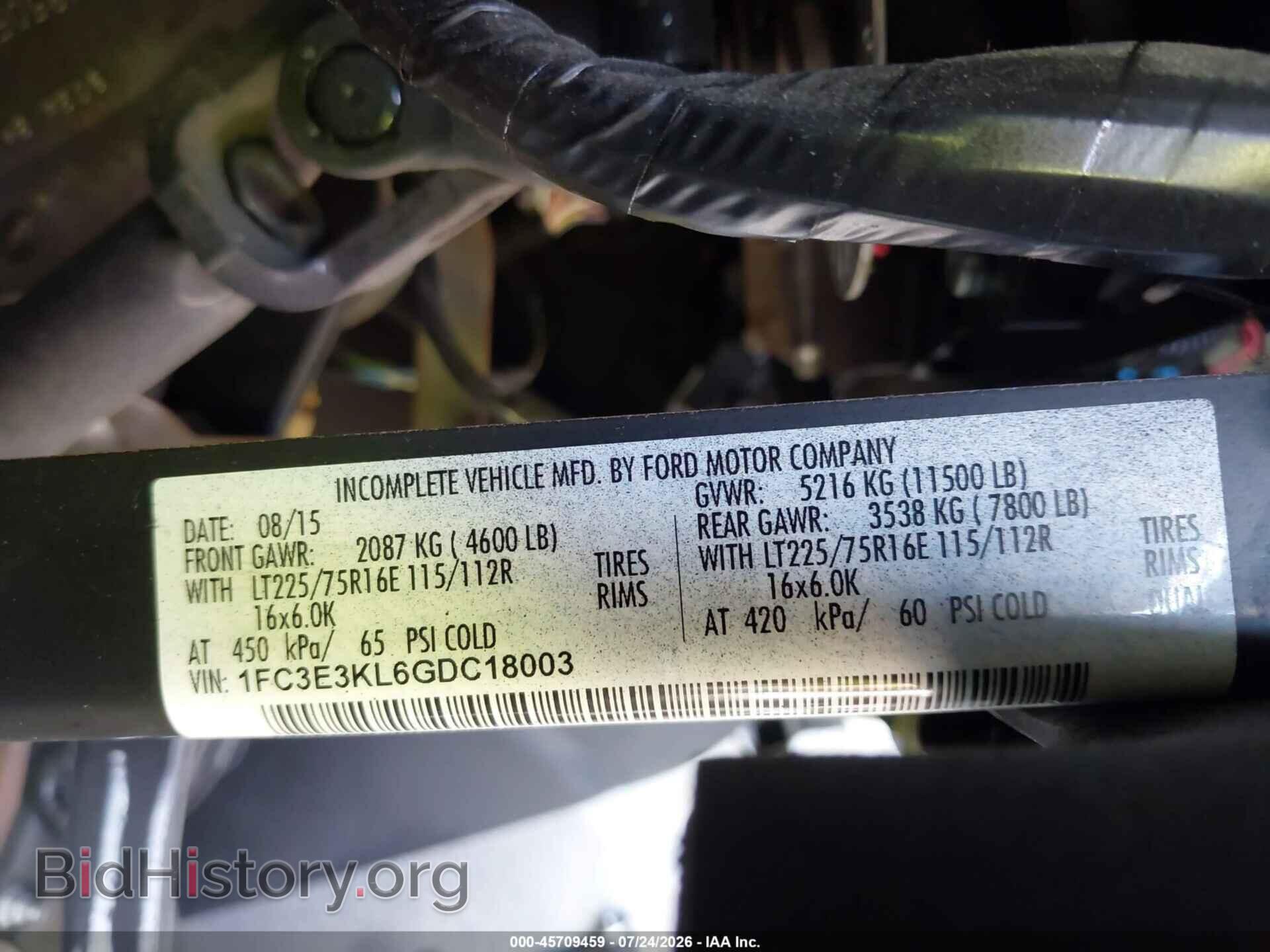 2016 FORD E-350 STRIPPED - VIN: 1FC3E3KL6GDC18003 - Фото 9