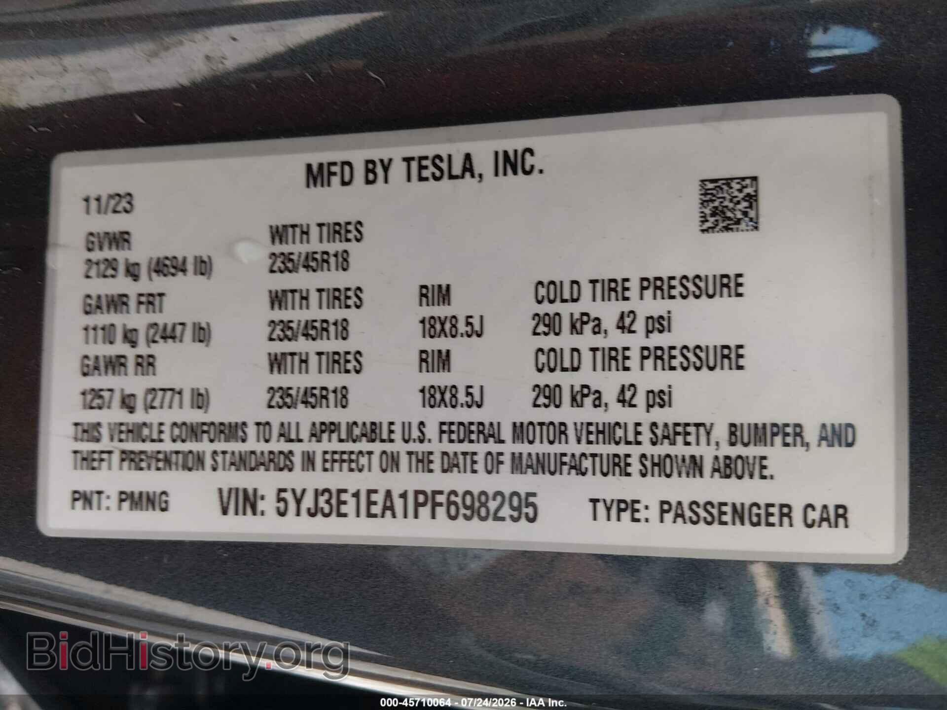 2023 TESLA MODEL 3 - VIN: 5YJ3E1EA1PF698295 - Фото 9