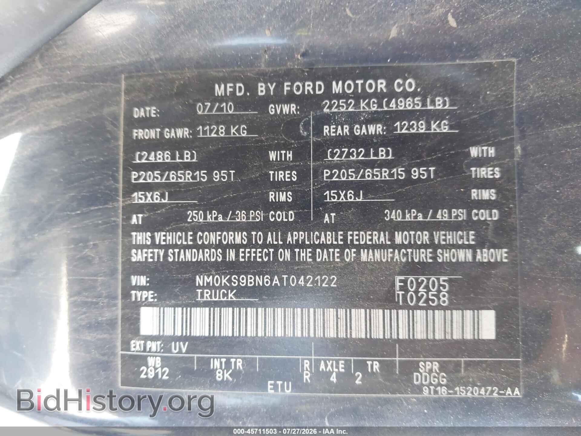 2010 FORD TRANSIT CONNECT - VIN: NM0KS9BN6AT042122 - Photo 9