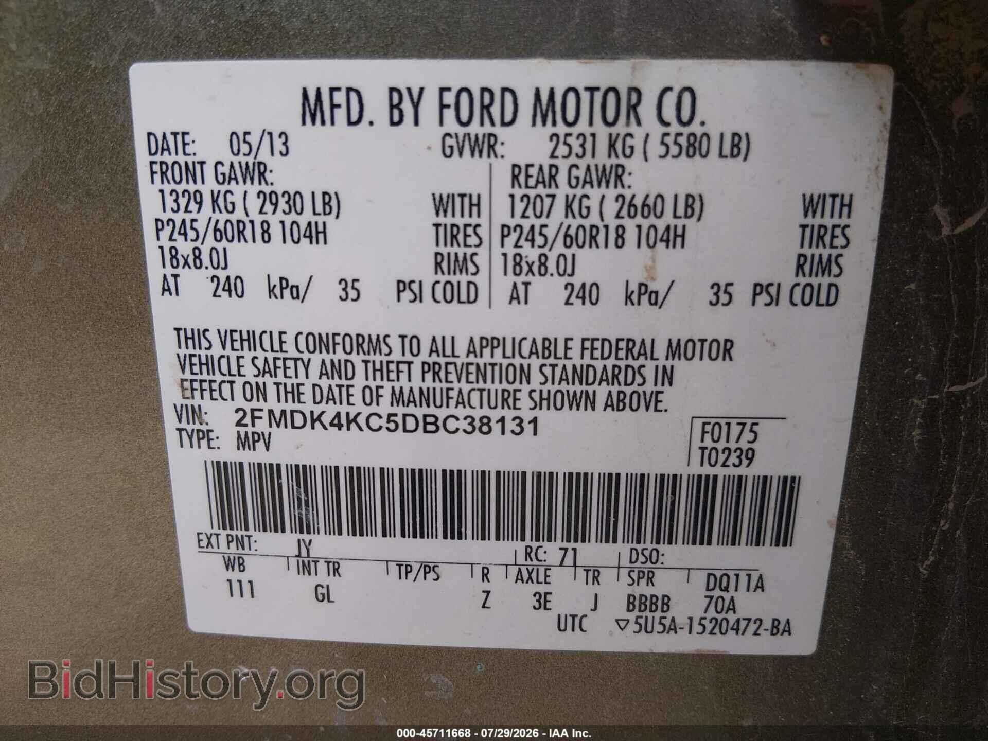 2013 FORD EDGE - VIN: 2FMDK4KC5DBC38131 - Photo 9
