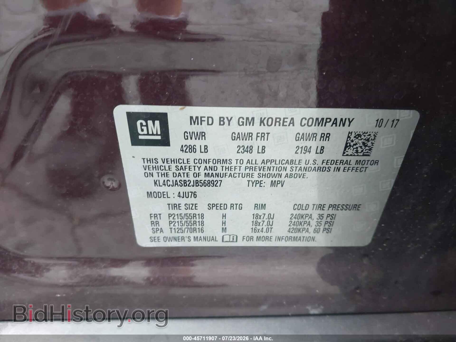 2018 BUICK ENCORE - VIN: KL4CJASB2JB568927 - Photo 9