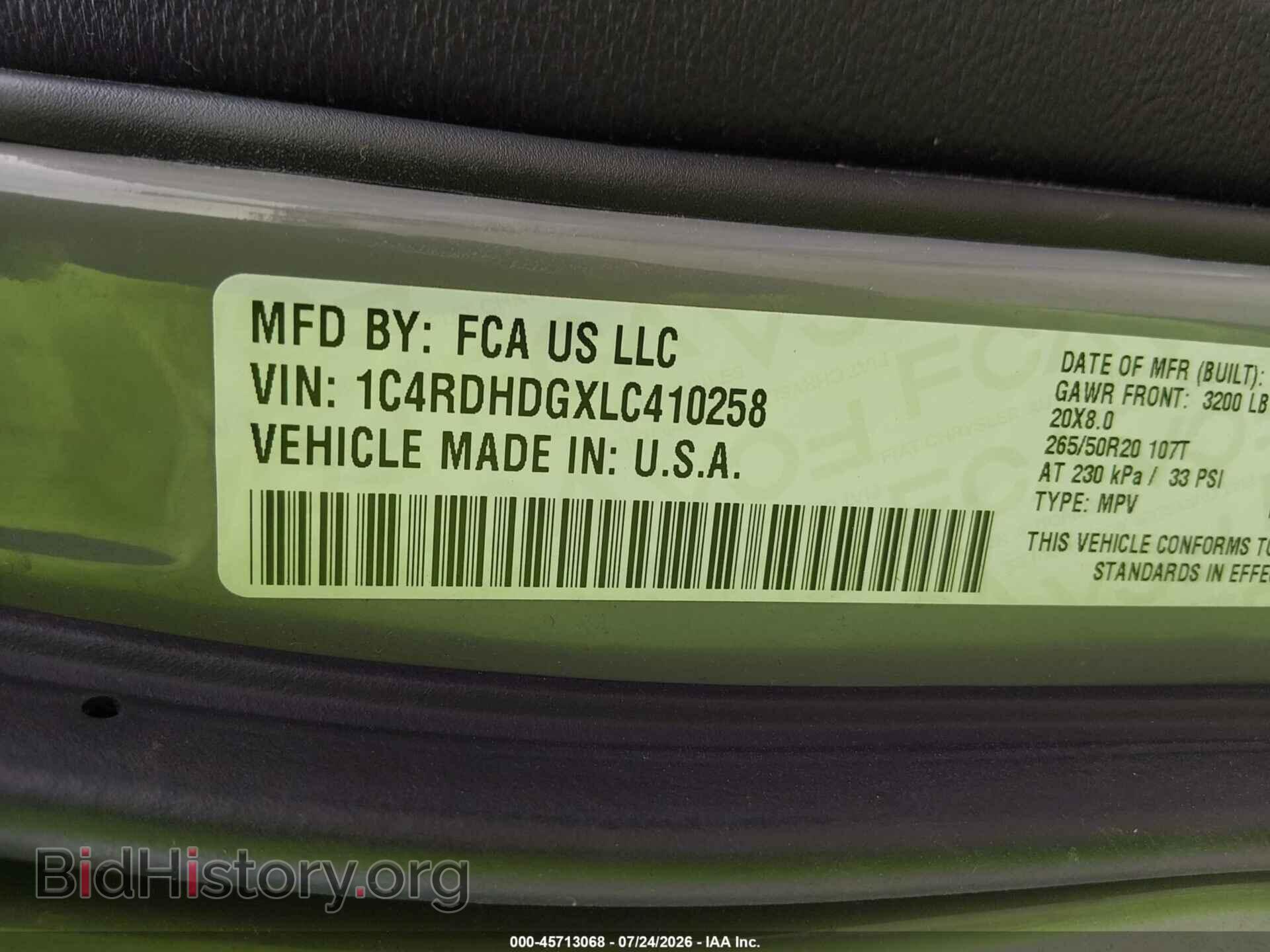 2020 DODGE DURANGO - VIN: 1C4RDHDGXLC410258 - Photo 9