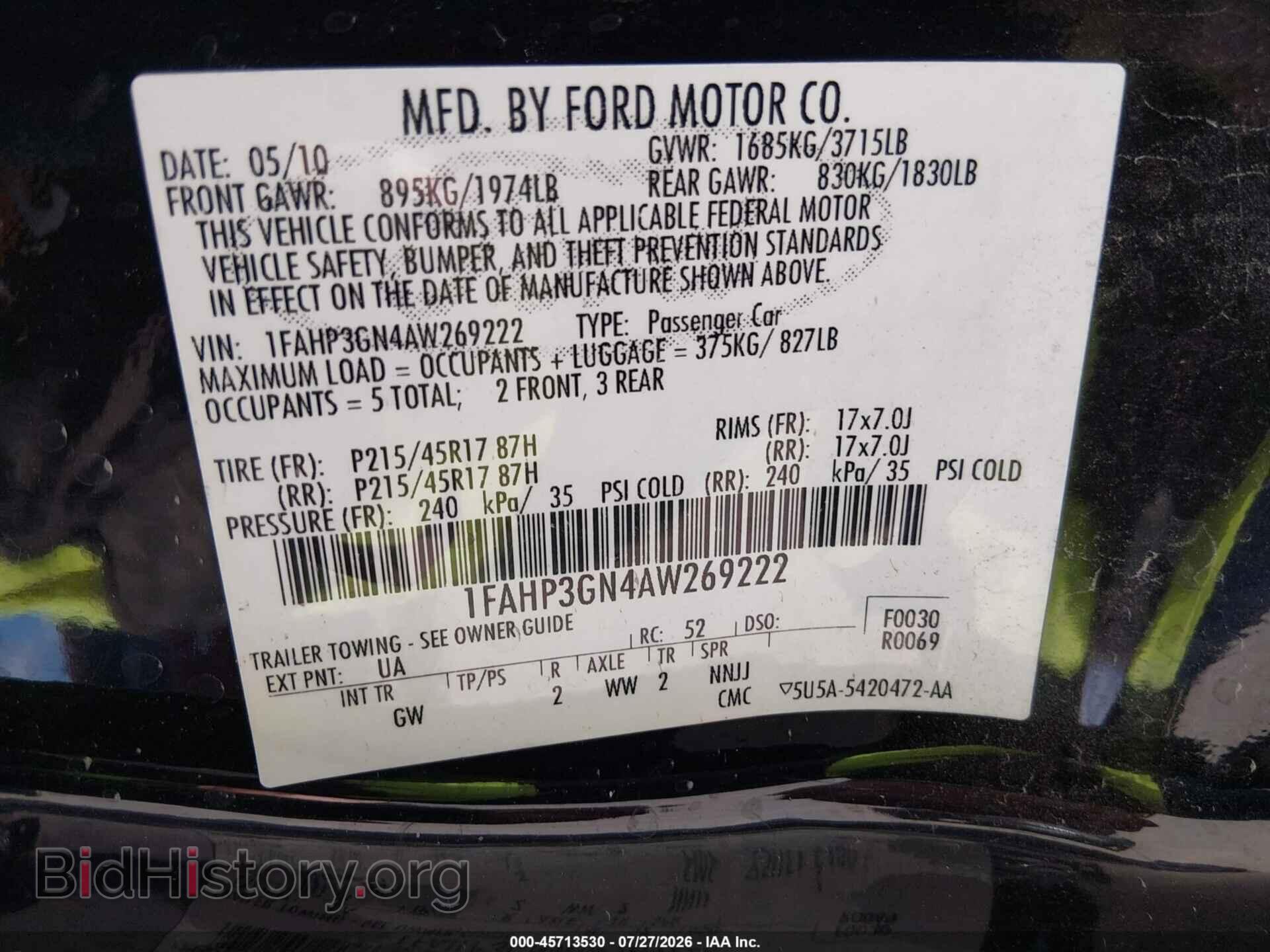 2010 FORD FOCUS - VIN: 1FAHP3GN4AW269222 - Фото 9