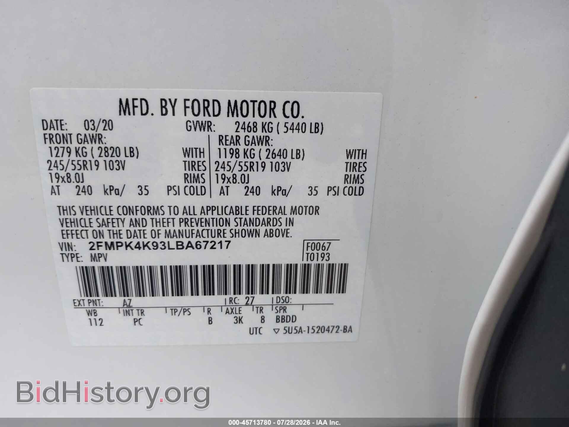2020 FORD EDGE - VIN: 2FMPK4K93LBA67217 - Photo 9