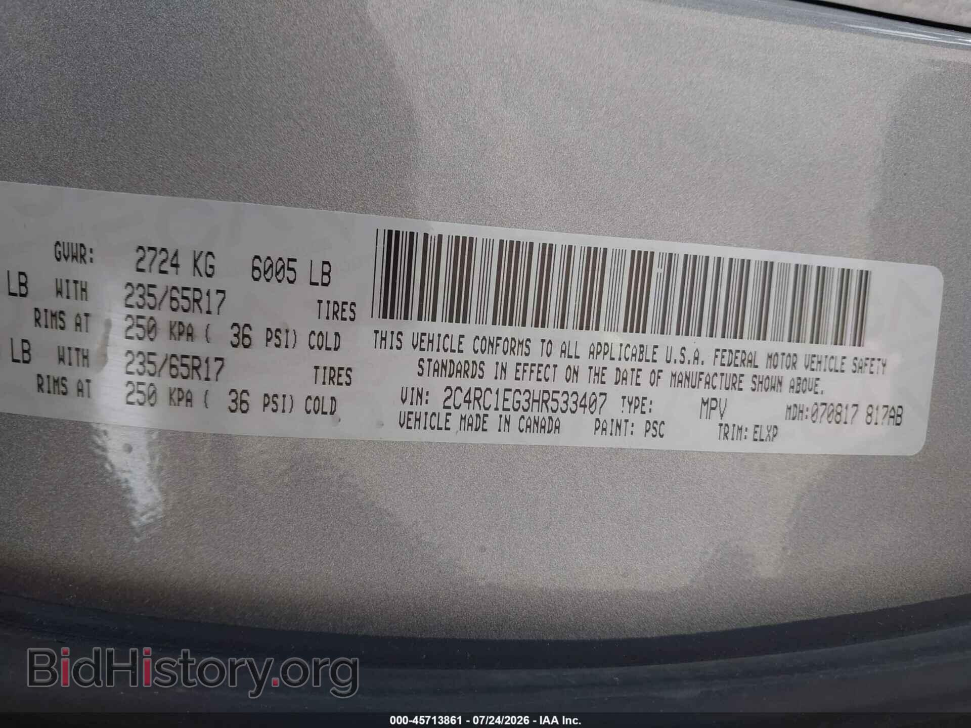 2017 CHRYSLER PACIFICA - VIN: 2C4RC1EG3HR533407 - Photo 9