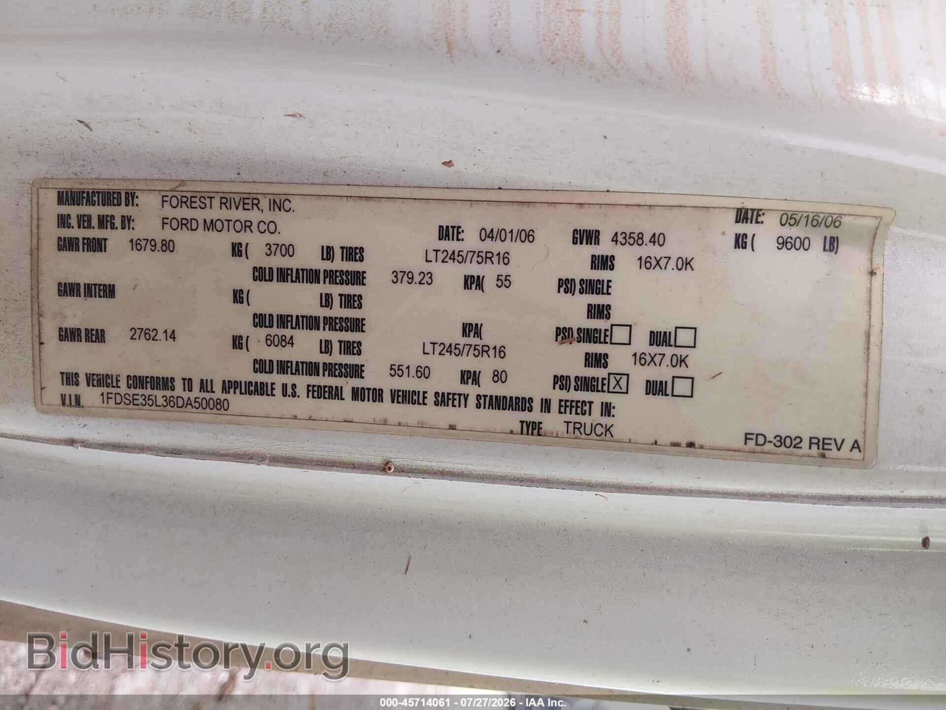 2006 FORD E-350 CUTAWAY - VIN: 1FDSE35L36DA50080 - Фото 9