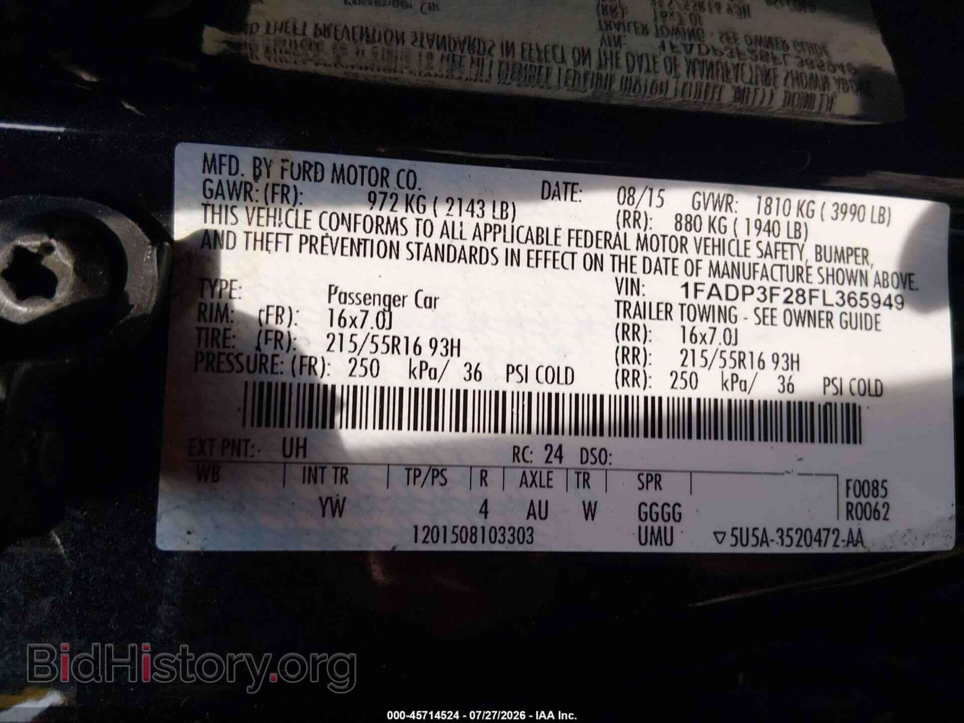 2015 FORD FOCUS - VIN: 1FADP3F28FL365949 - Фото 9