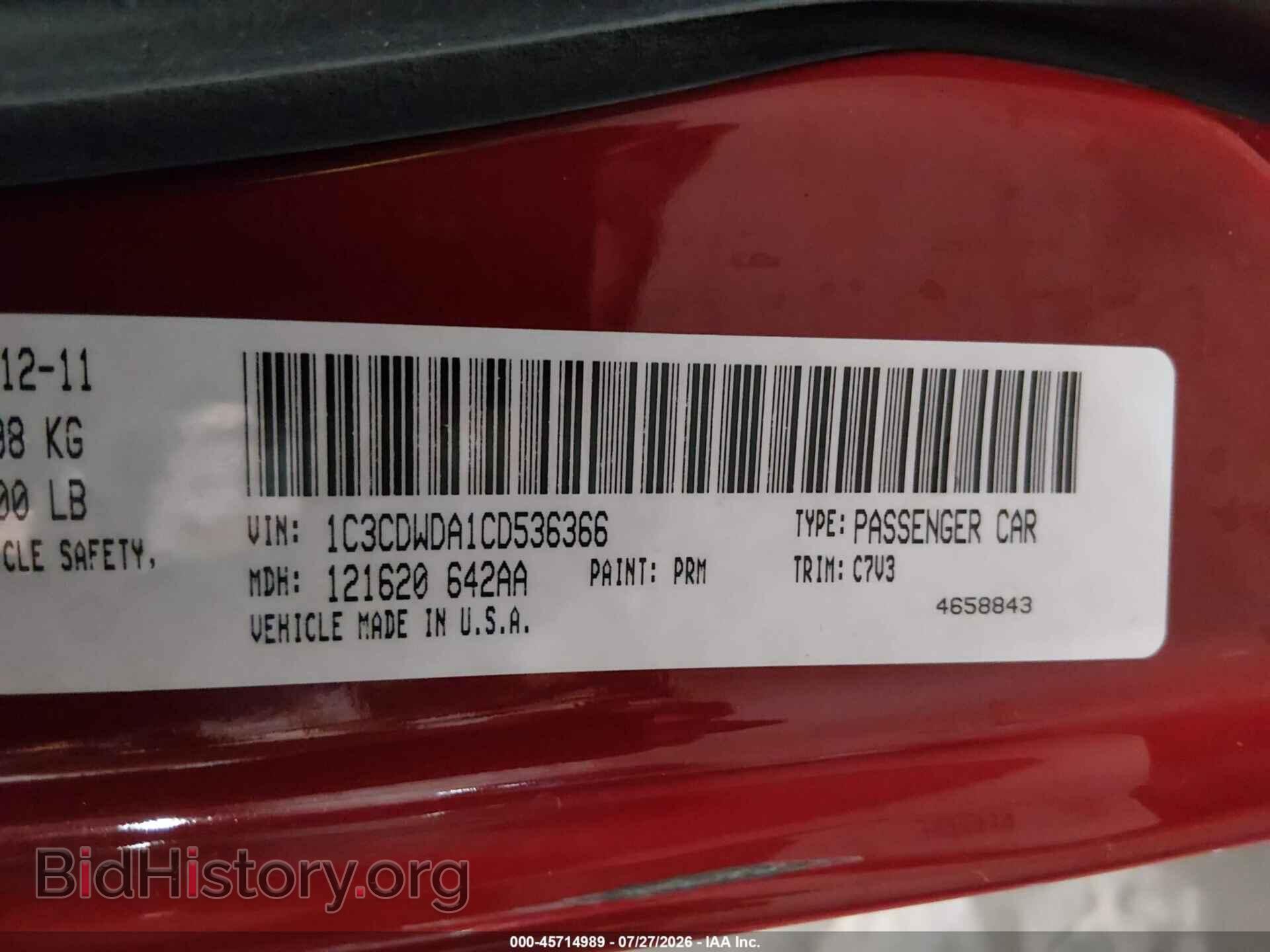 2012 DODGE CALIBER - VIN: 1C3CDWDA1CD536366 - Фото 9