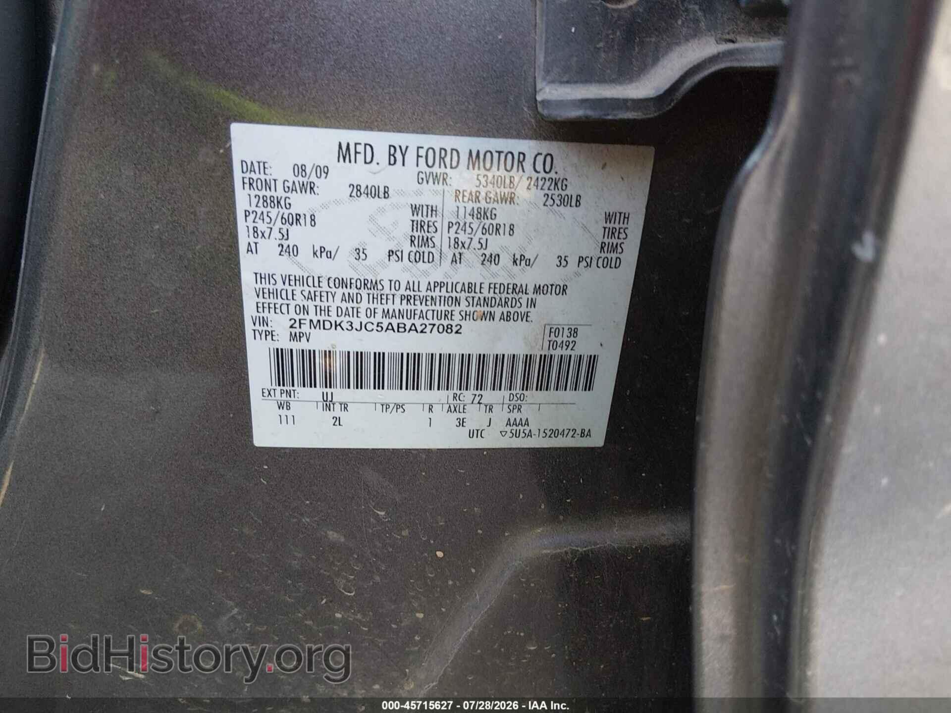2010 FORD EDGE - VIN: 2FMDK3JC5ABA27082 - Photo 9