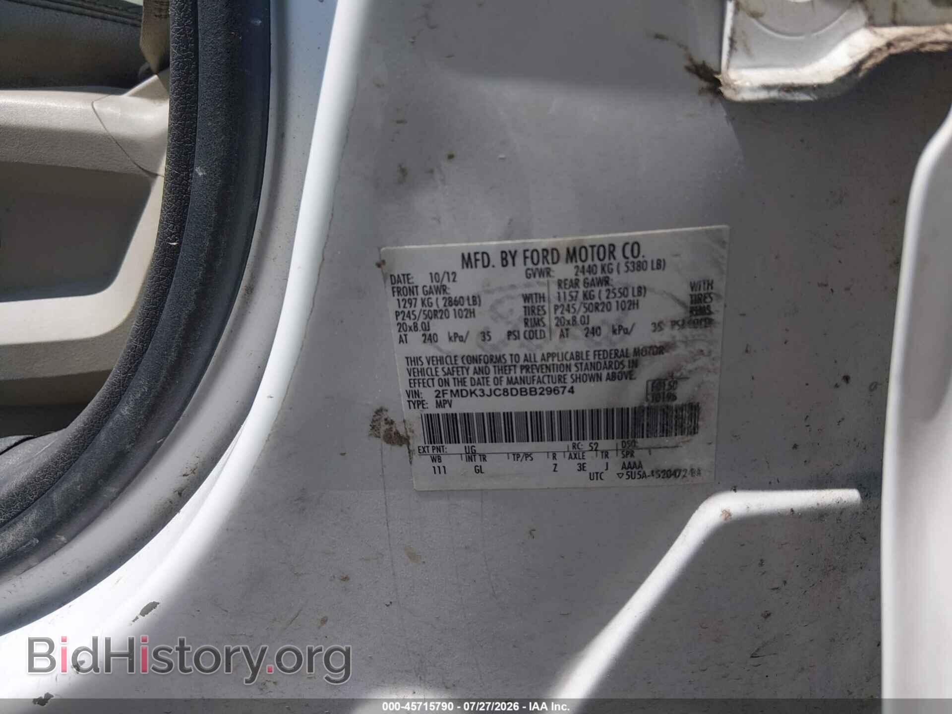 2013 FORD EDGE - VIN: 2FMDK3JC8DBB29674 - Photo 9