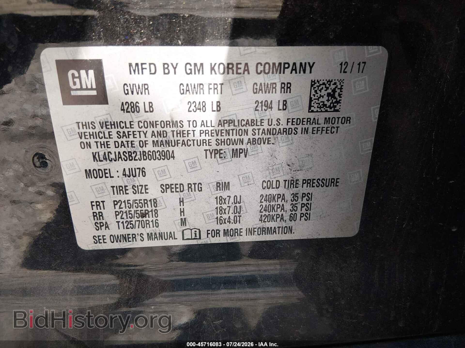 2018 BUICK ENCORE - VIN: KL4CJASB2JB603904 - Photo 9