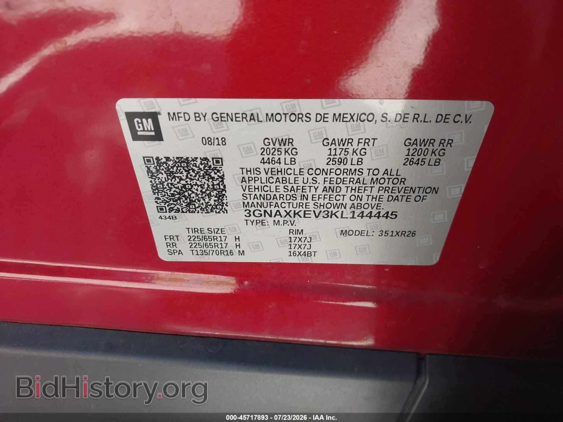 2019 CHEVROLET EQUINOX - VIN: 3GNAXKEV3KL144445 - Фото 9