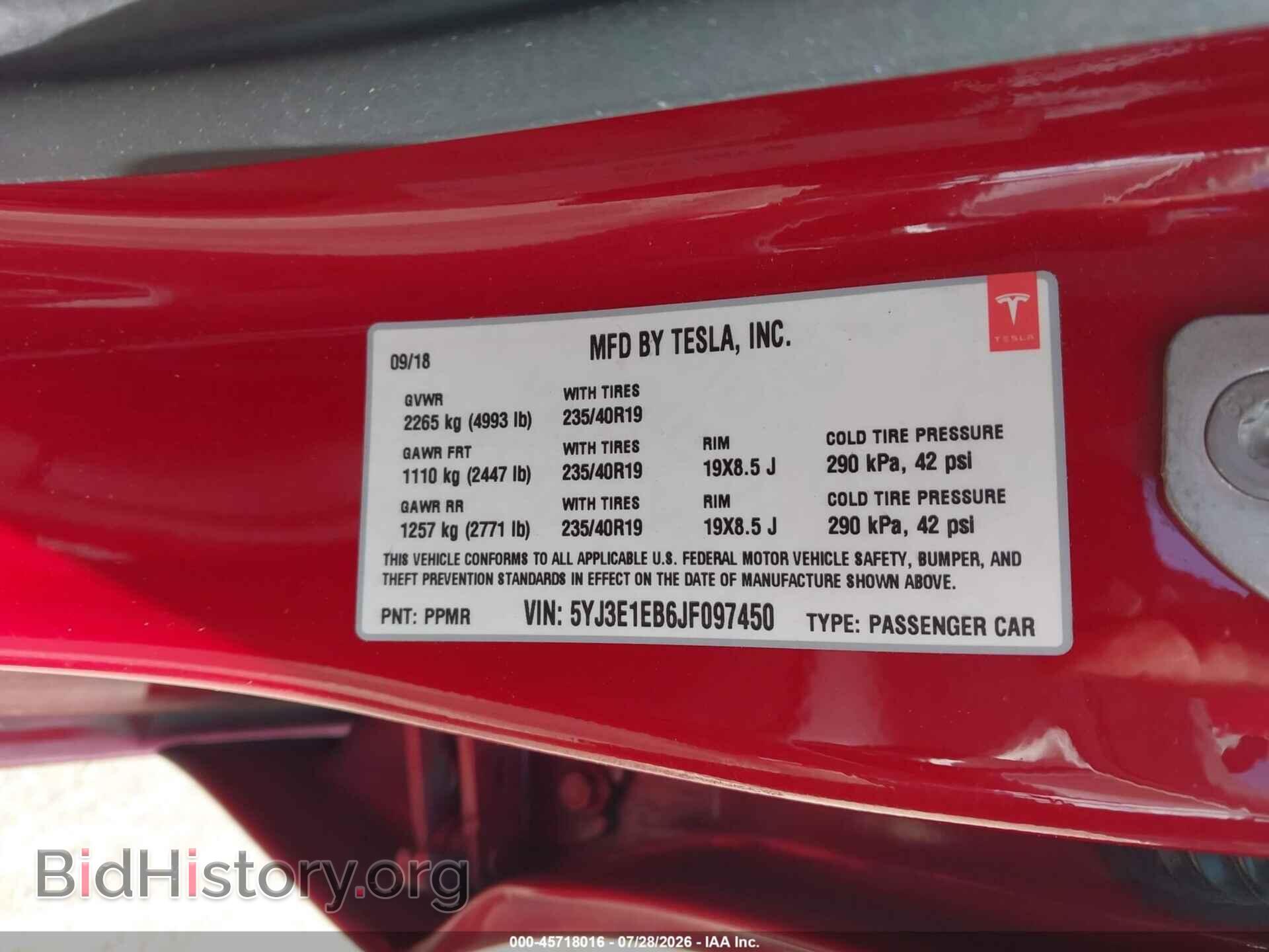 2018 TESLA MODEL 3 - VIN: 5YJ3E1EB6JF097450 - Photo 9