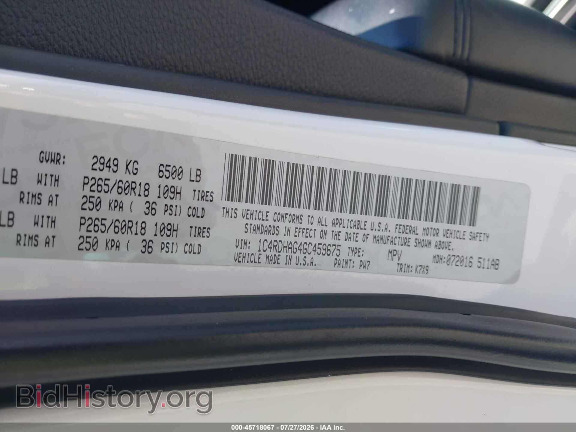 2016 DODGE DURANGO - VIN: 1C4RDHAG4GC459675 - Photo 9