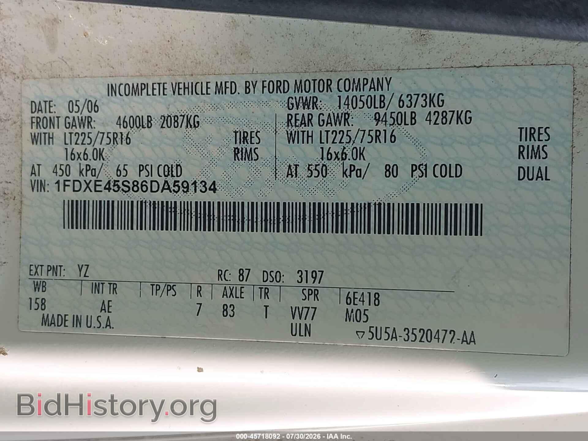 2006 FORD E-450 CUTAWAY - VIN: 1FDXE45S86DA59134 - Фото 8