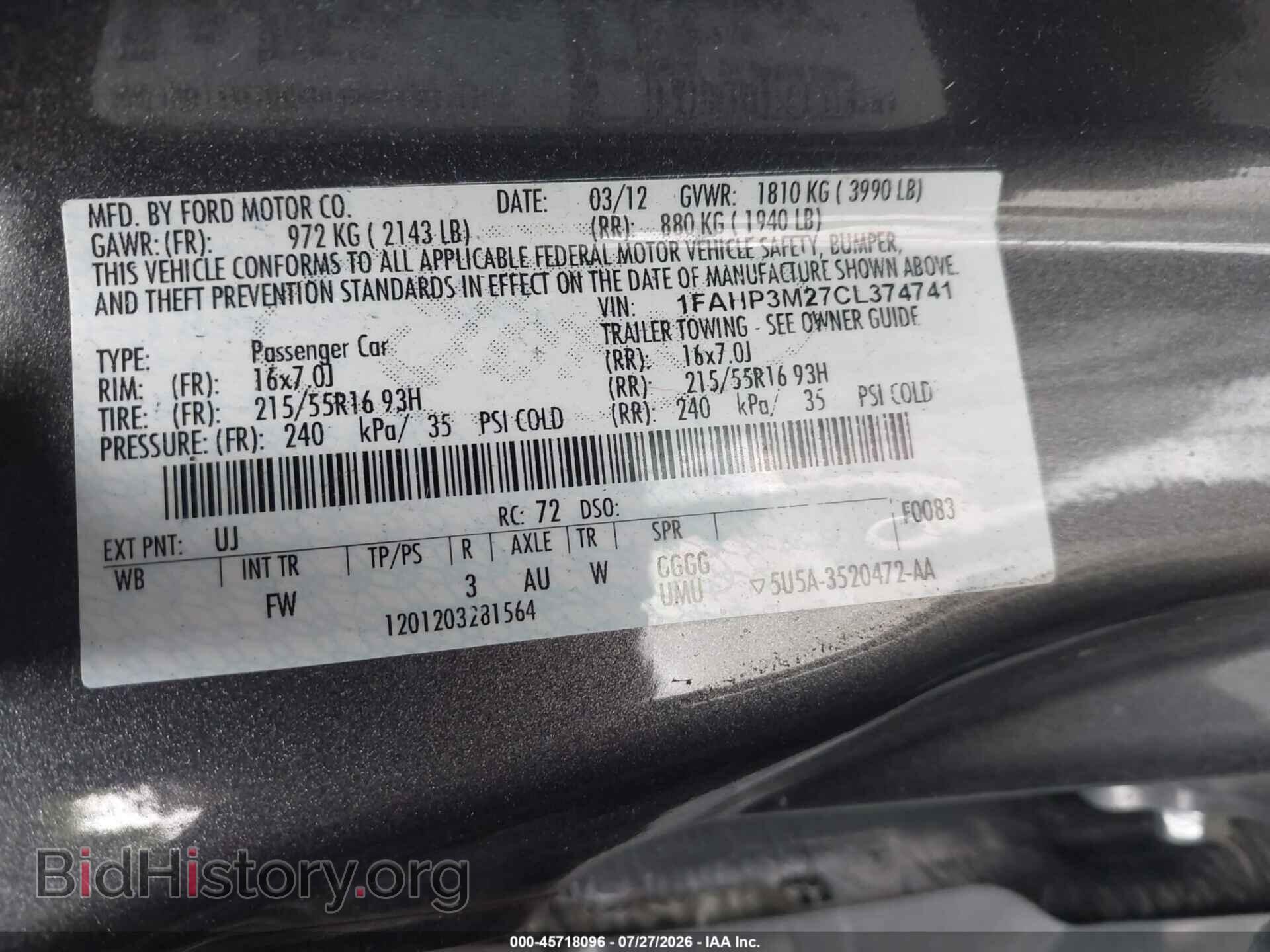 2012 FORD FOCUS - VIN: 1FAHP3M27CL374741 - Photo 9