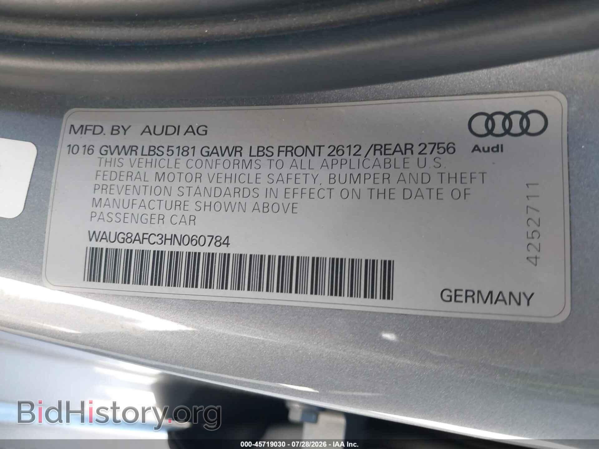 2017 AUDI A6 - VIN: WAUG8AFC3HN060784 - Photo 9