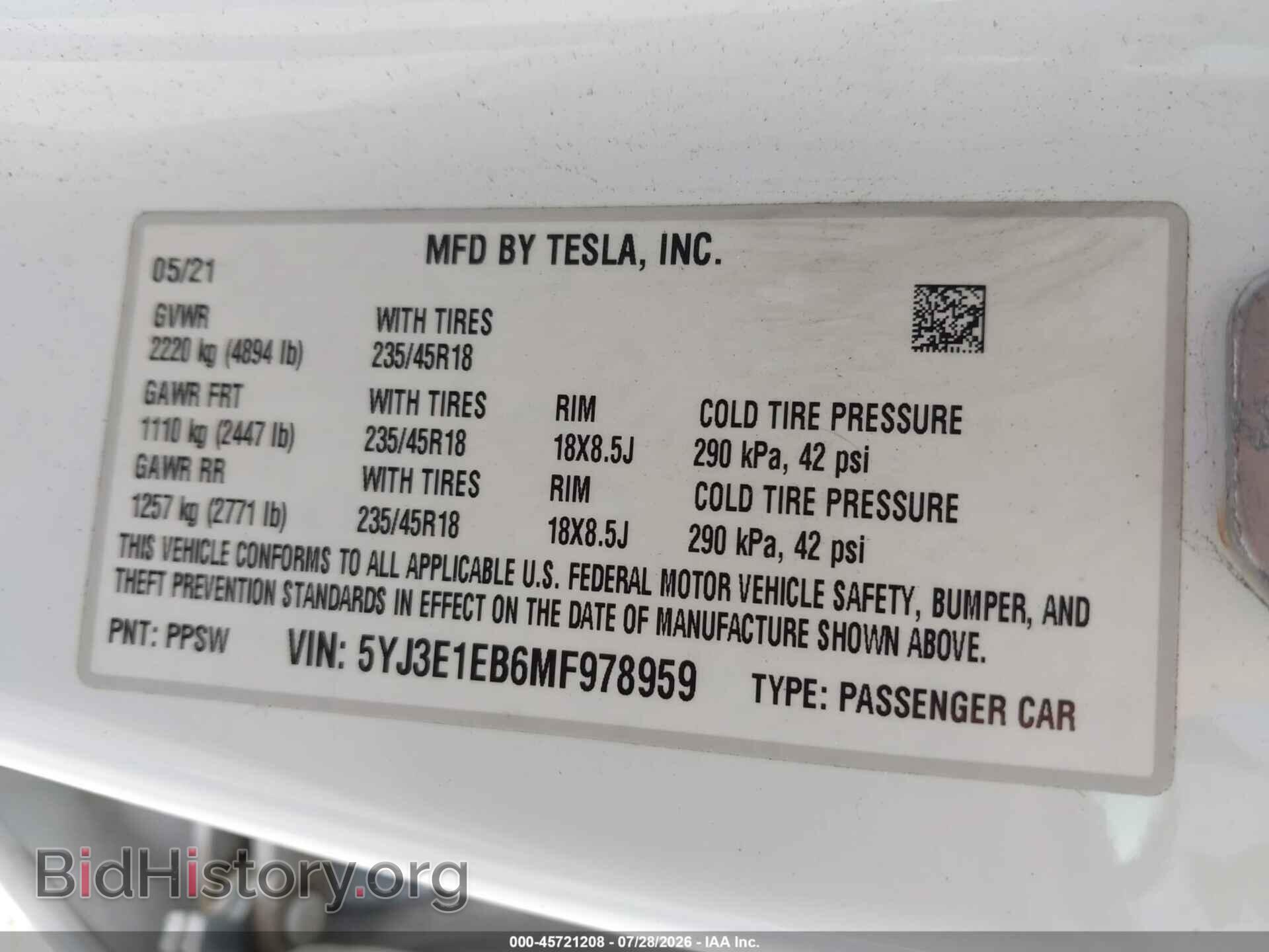 2021 TESLA MODEL 3 - VIN: 5YJ3E1EB6MF978959 - Photo 9