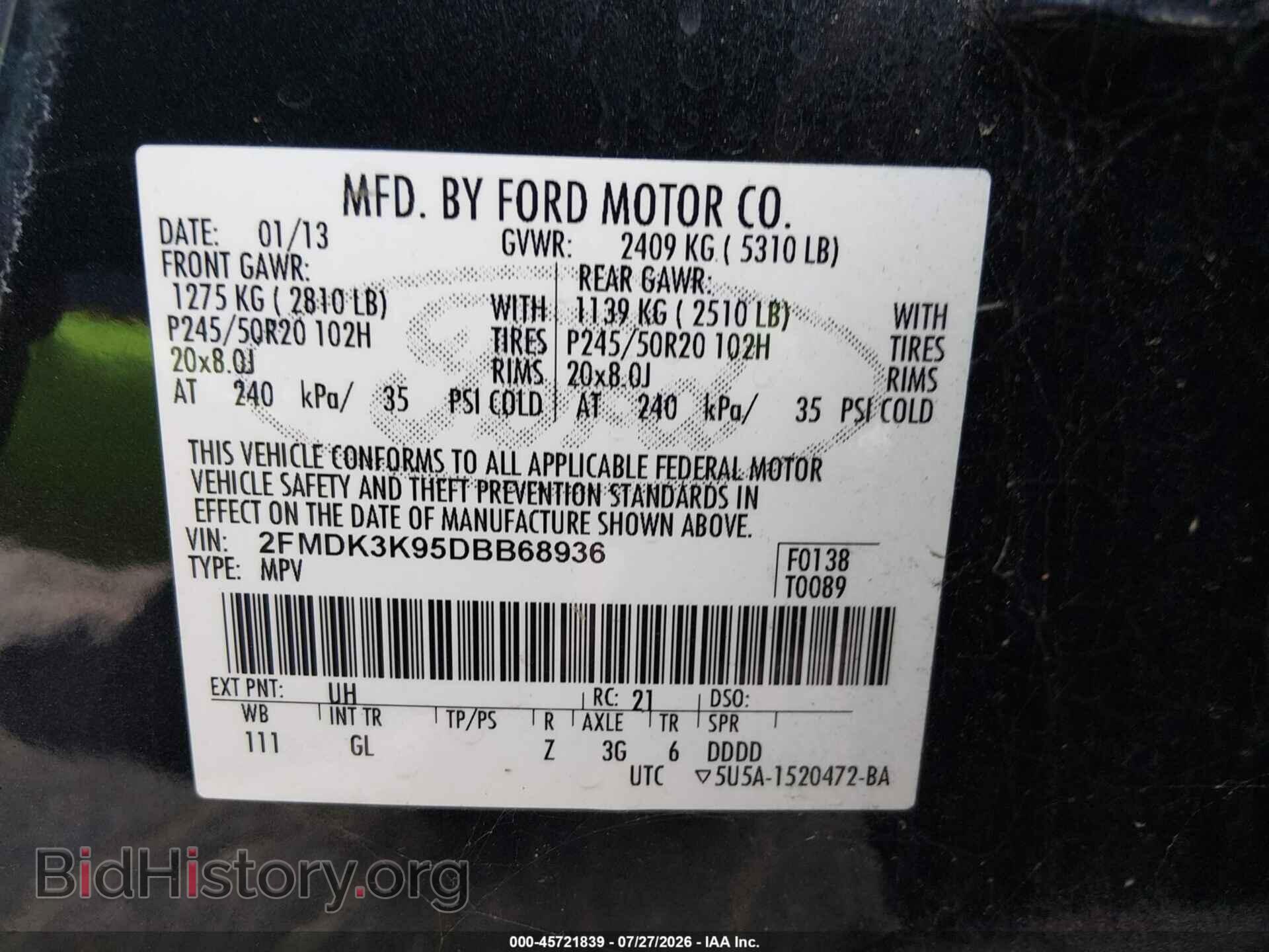 2013 FORD EDGE - VIN: 2FMDK3K95DBB68936 - Photo 9