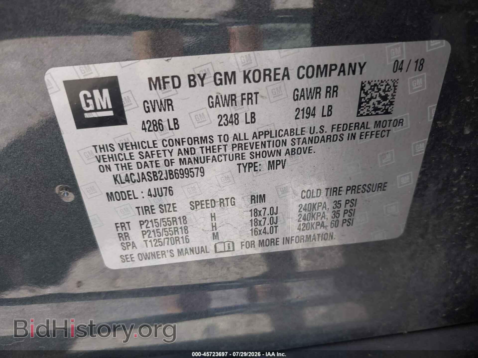2018 BUICK ENCORE - VIN: KL4CJASB2JB699579 - Photo 9