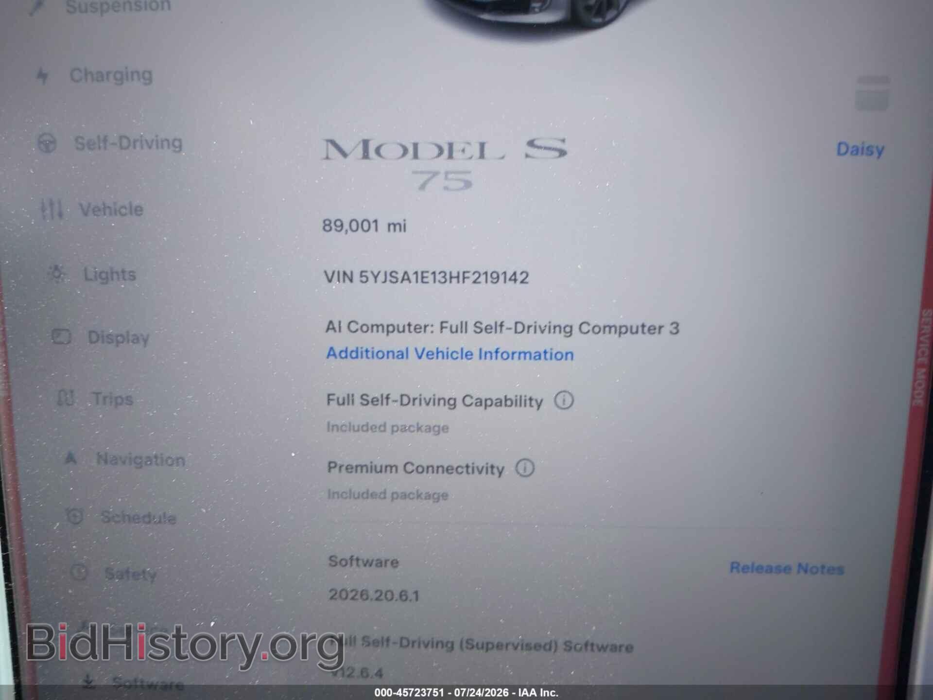 2017 TESLA MODEL S - VIN: 5YJSA1E13HF219142 - Photo 7