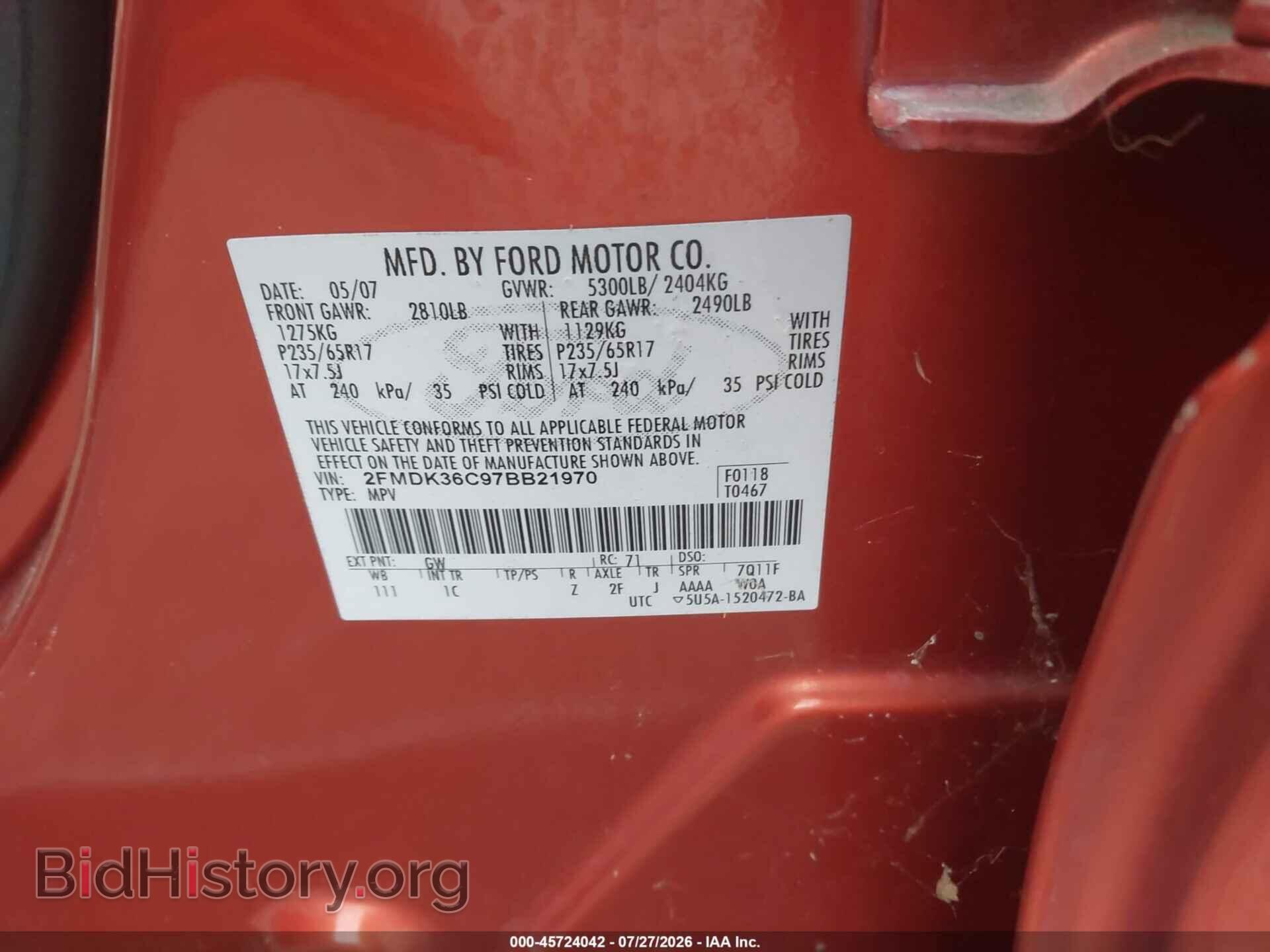 2007 FORD EDGE - VIN: 2FMDK36C97BB21970 - Photo 9