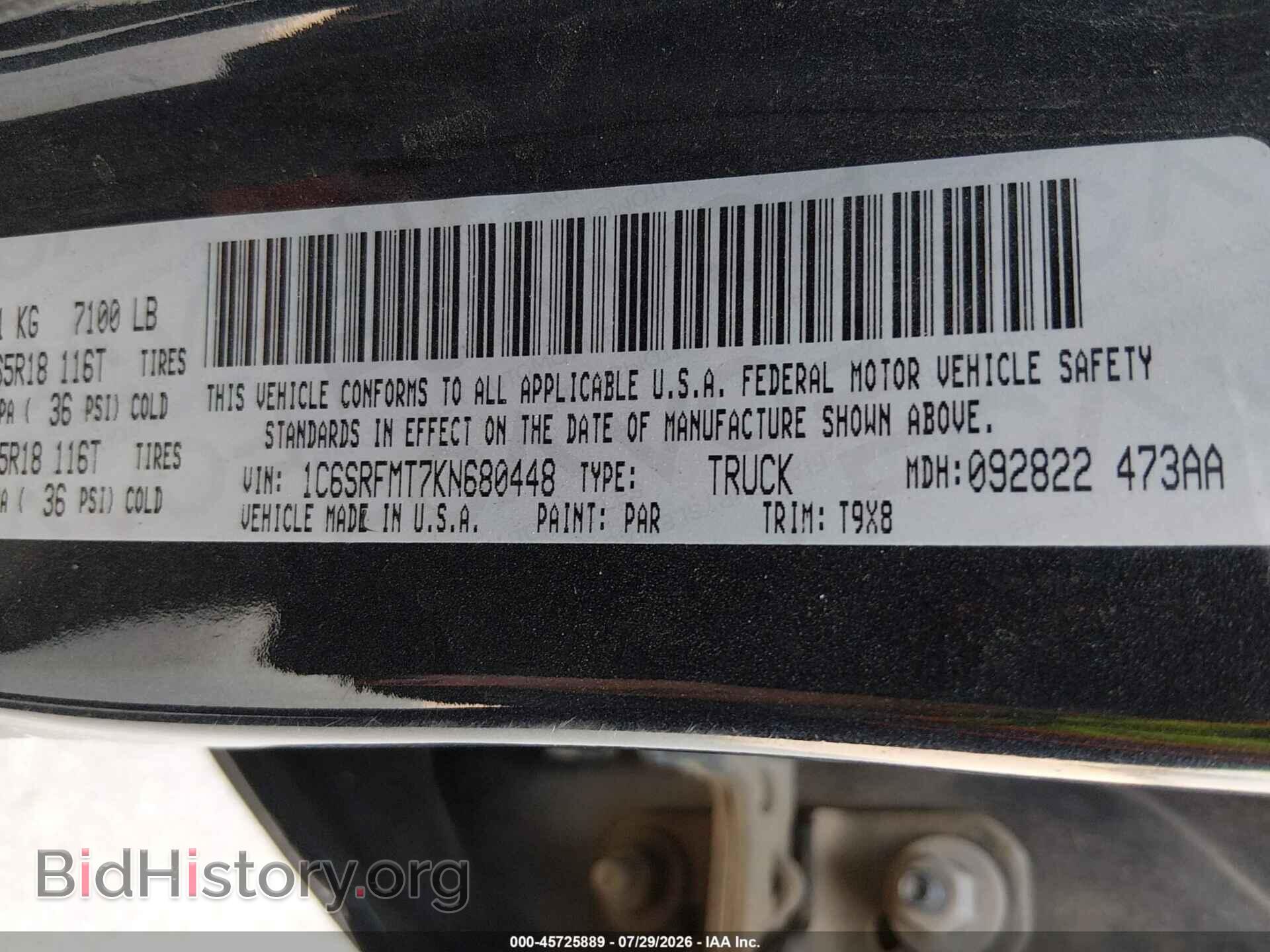 2019 RAM 1500 - VIN: 1C6SRFMT7KN680448 - Photo 9