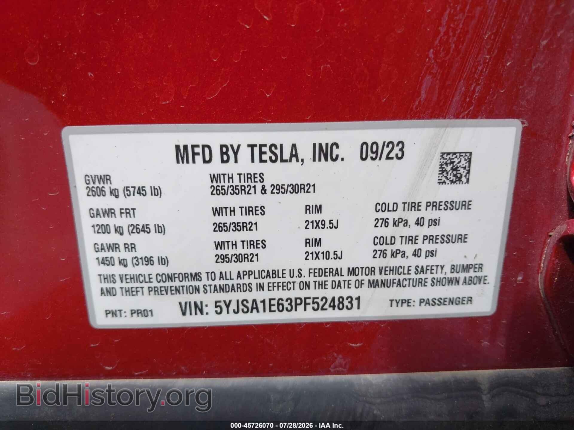 2023 TESLA MODEL S - VIN: 5YJSA1E63PF524831 - Фото 9