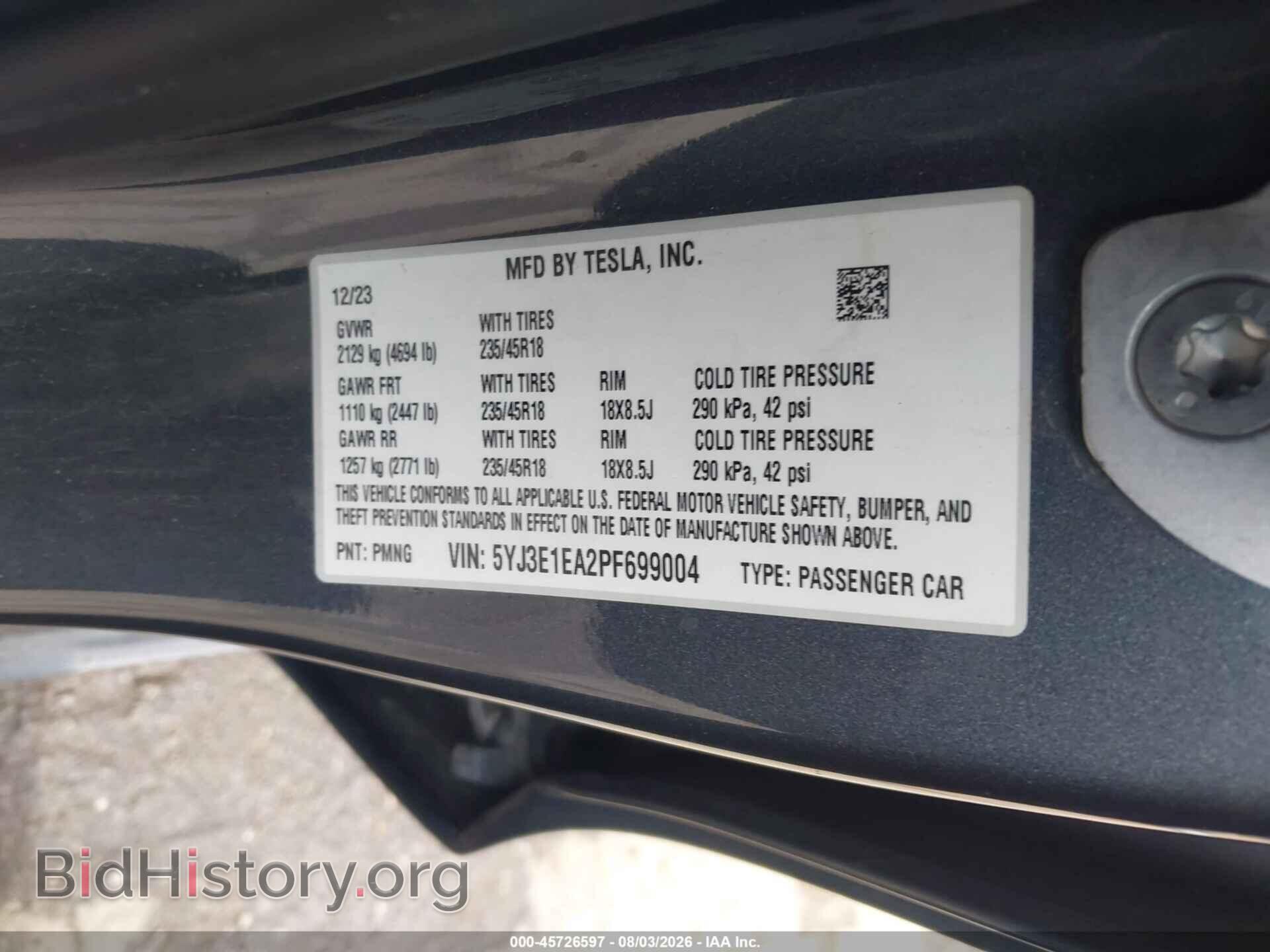 2023 TESLA MODEL 3 - VIN: 5YJ3E1EA2PF699004 - Фото 9