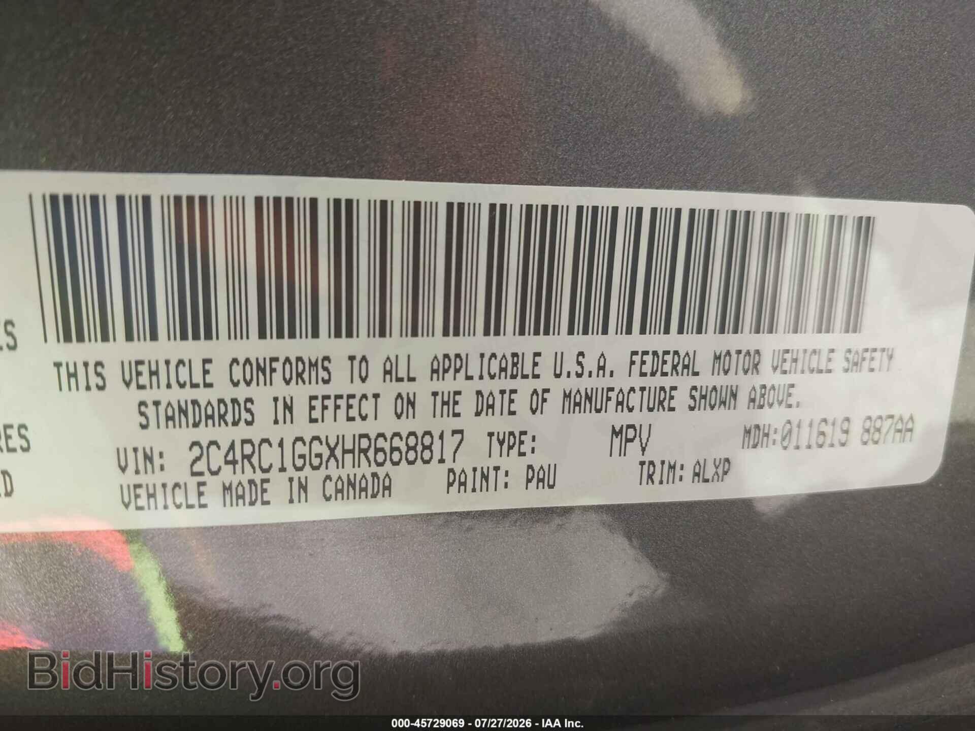2017 CHRYSLER PACIFICA - VIN: 2C4RC1GGXHR668817 - Photo 9