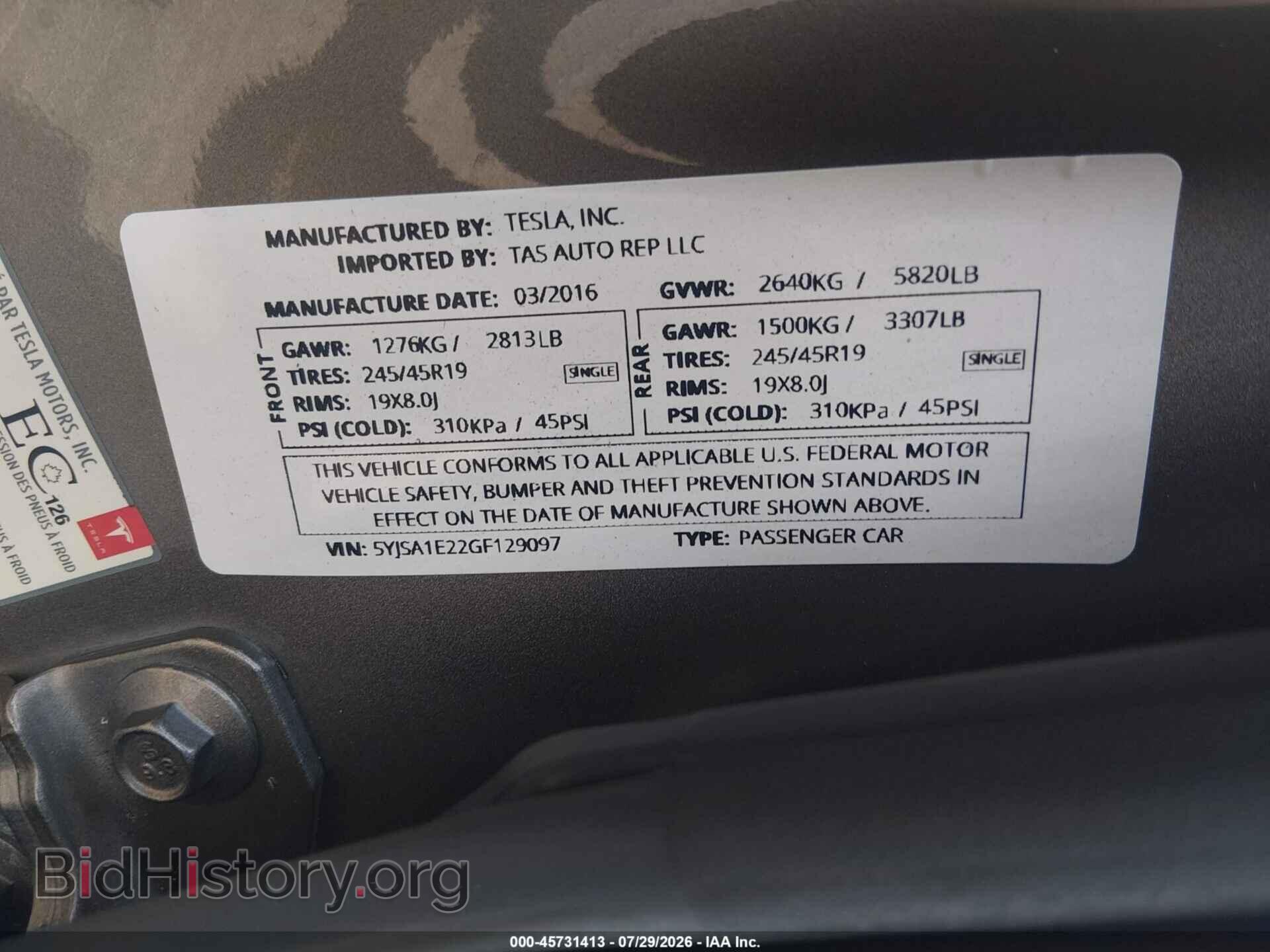 2016 TESLA MODEL S - VIN: 5YJSA1E22GF129097 - Photo 9